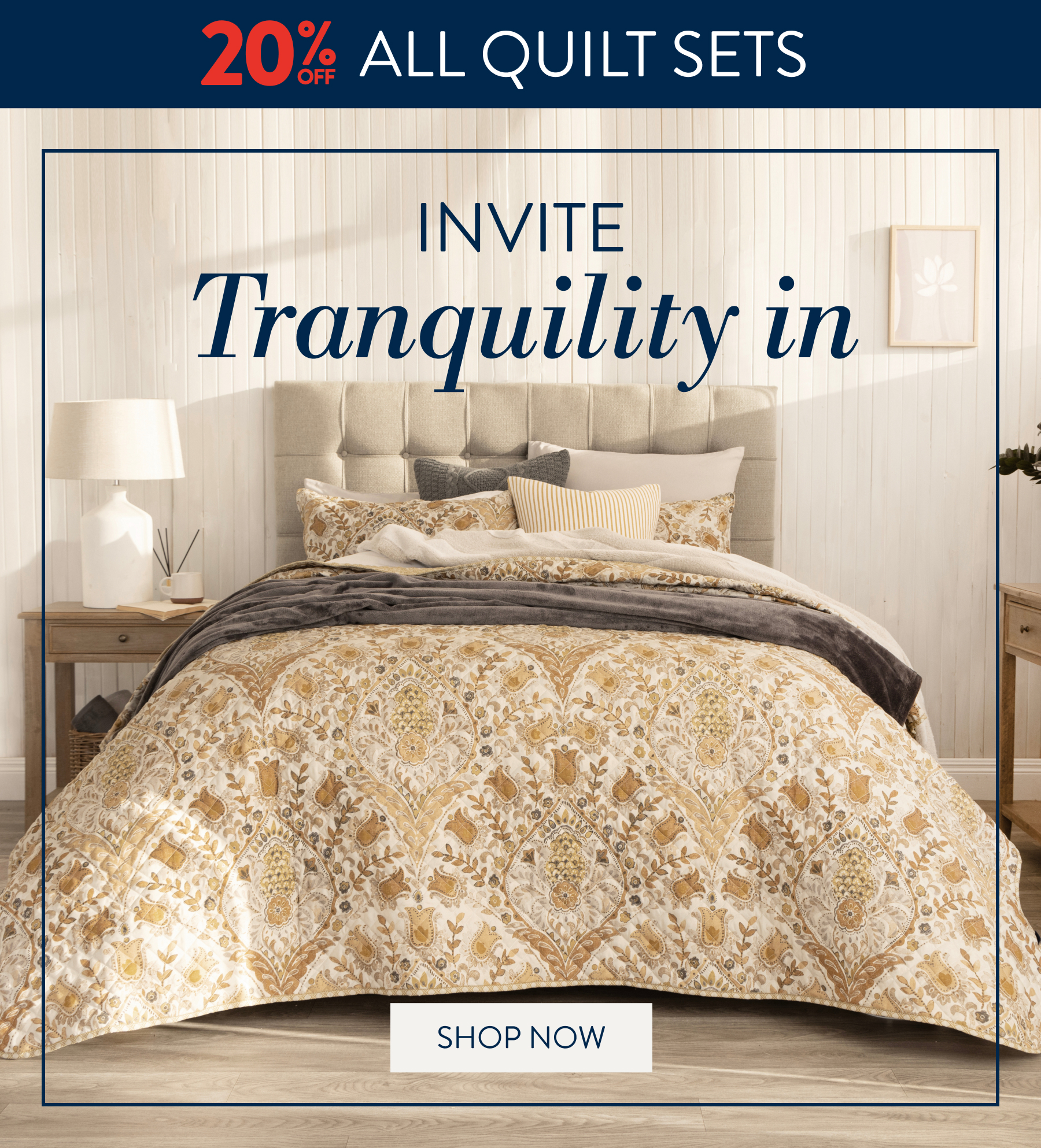 20% OFF RHEA NATURAL QUILT SET FROM: 