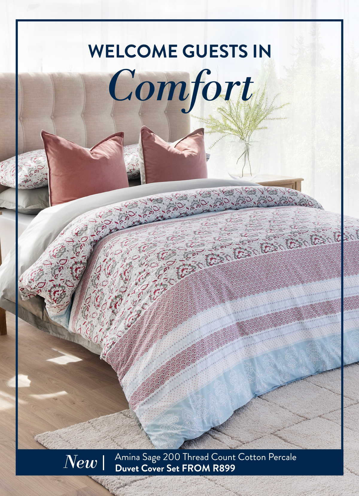 NEW Amina Sage 200TC Duvet Cover Set