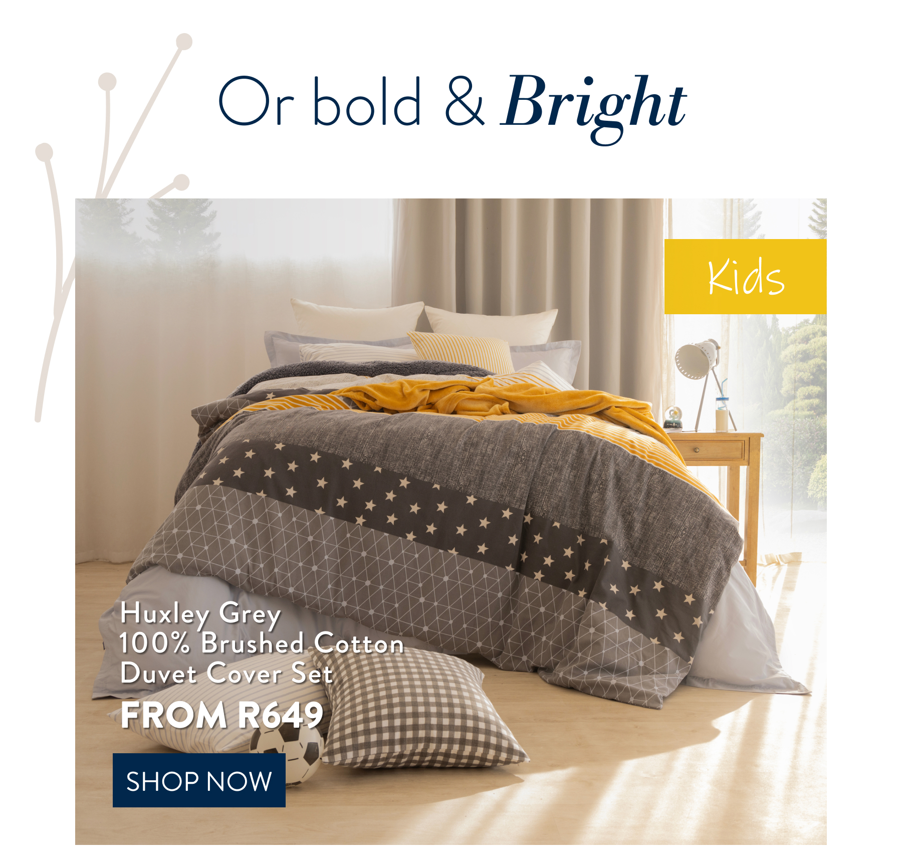 HUXLEY GREY DUVET COVER SET FROM: 