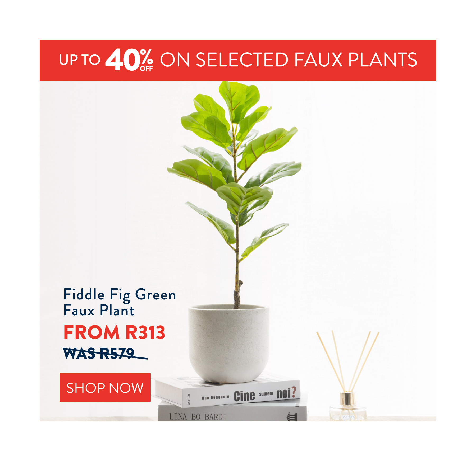 Up to 40% OFF Selected Faux Plants FROM: 