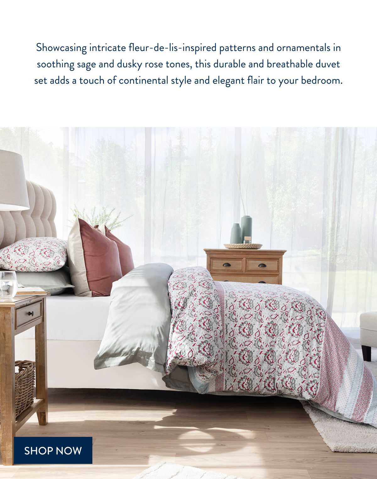 NEW Amina Sage 200TC Duvet Cover Set