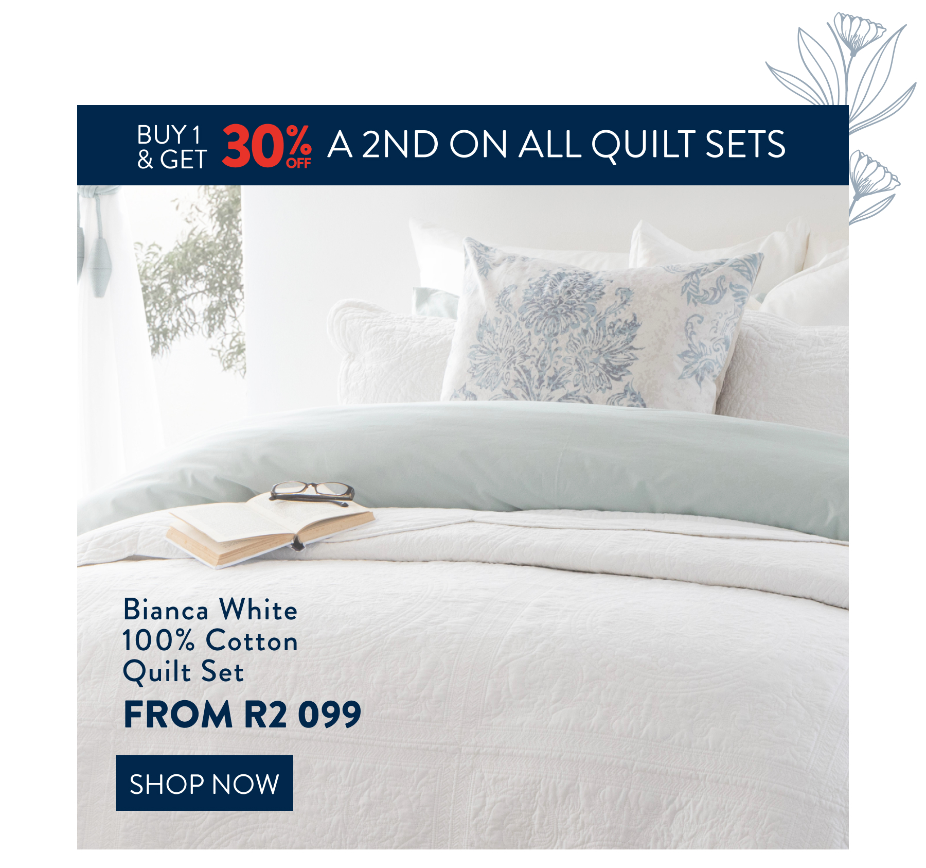 Get 1, Get 30% OFF ALL 2nd ALL Quilts FROM: 