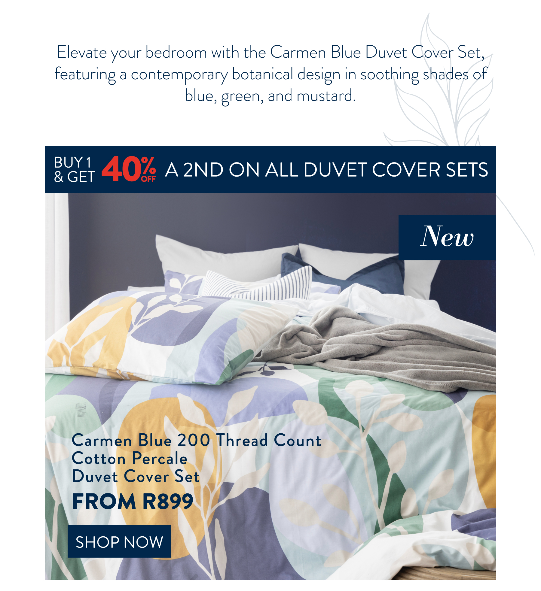 CARMEN BLUE DUVET COVER SET FROM: