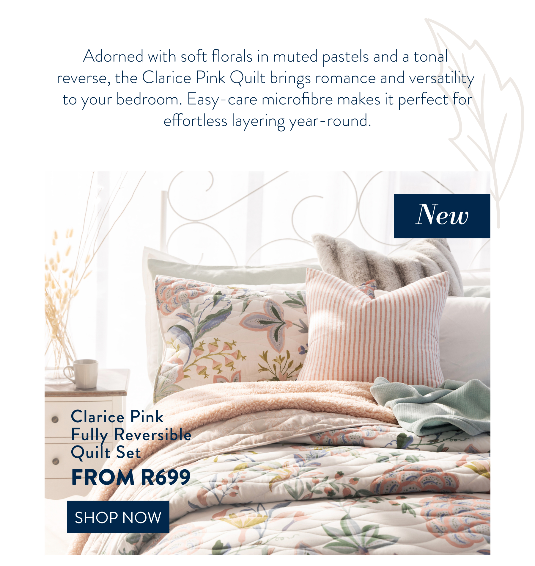 CLARICE PINK QUILT SET FROM: 