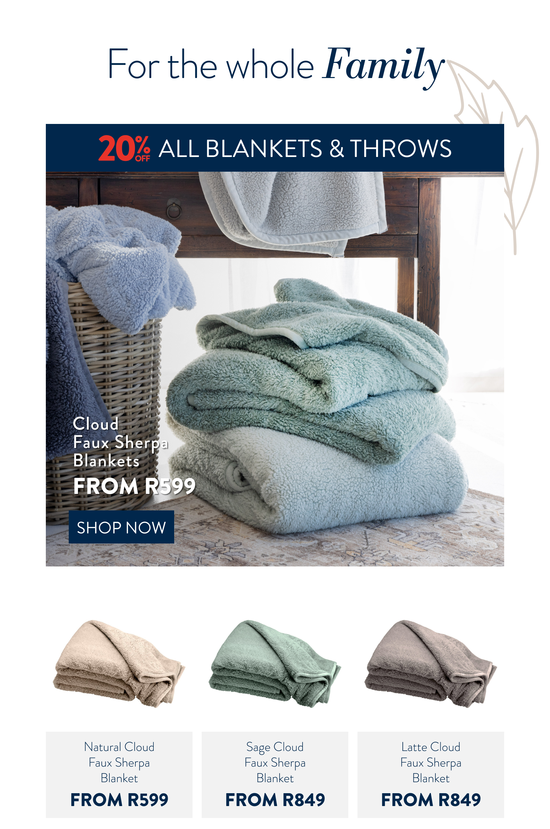20% OFF All Blankets & Throws FROM:  