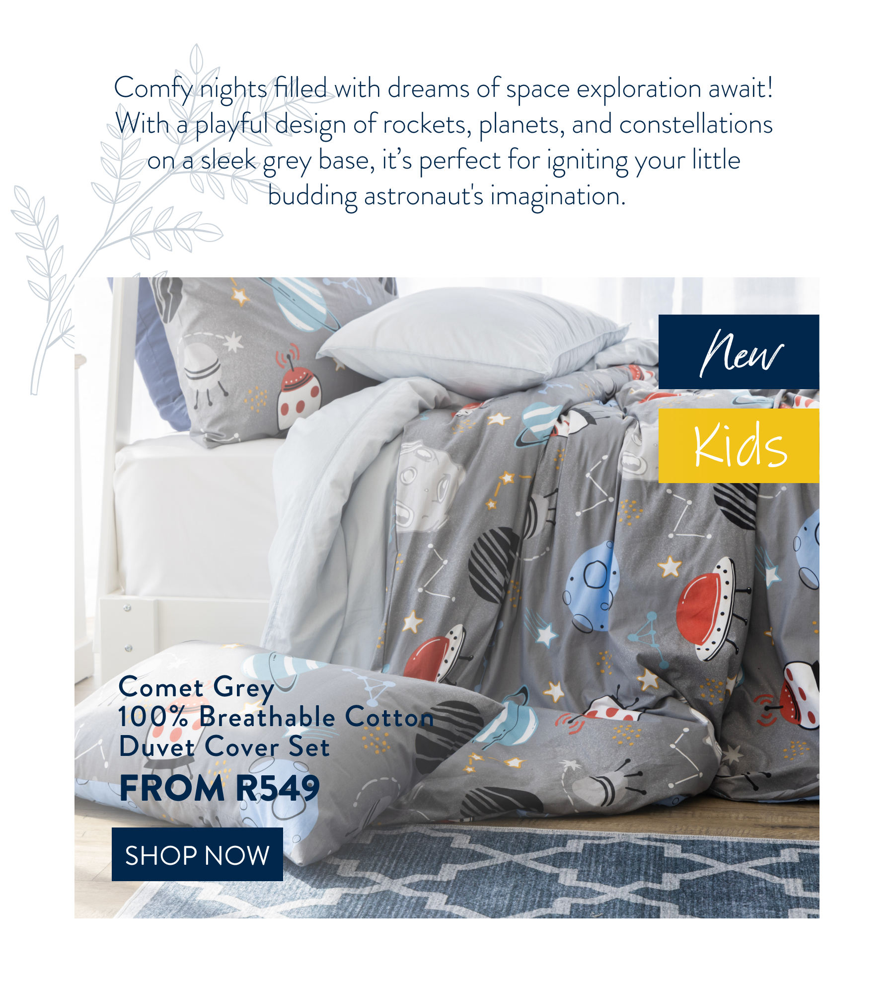 COMET GREY DUVET COVER SET FROM: 