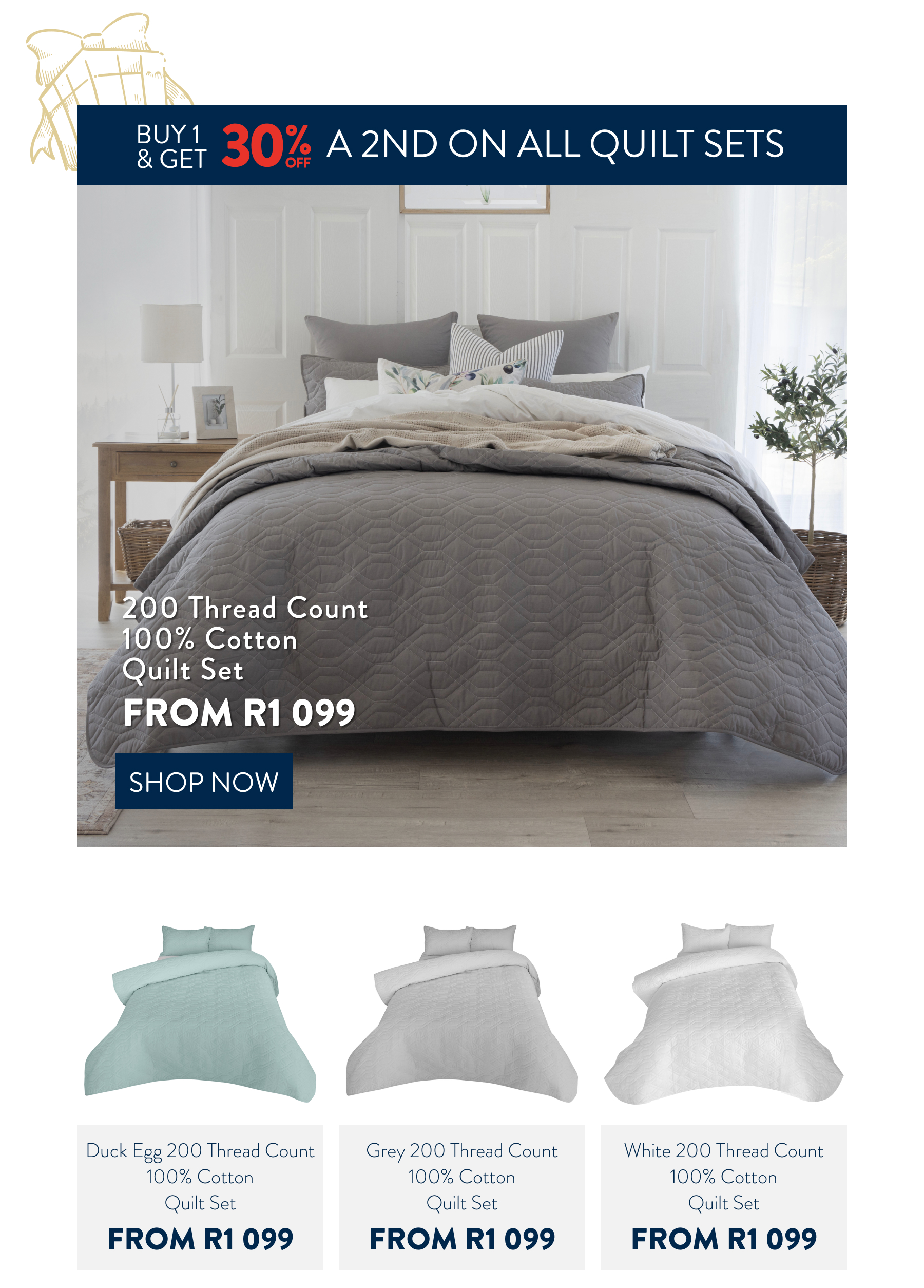 200TC 100% Cotton Qult Sets FROM: 