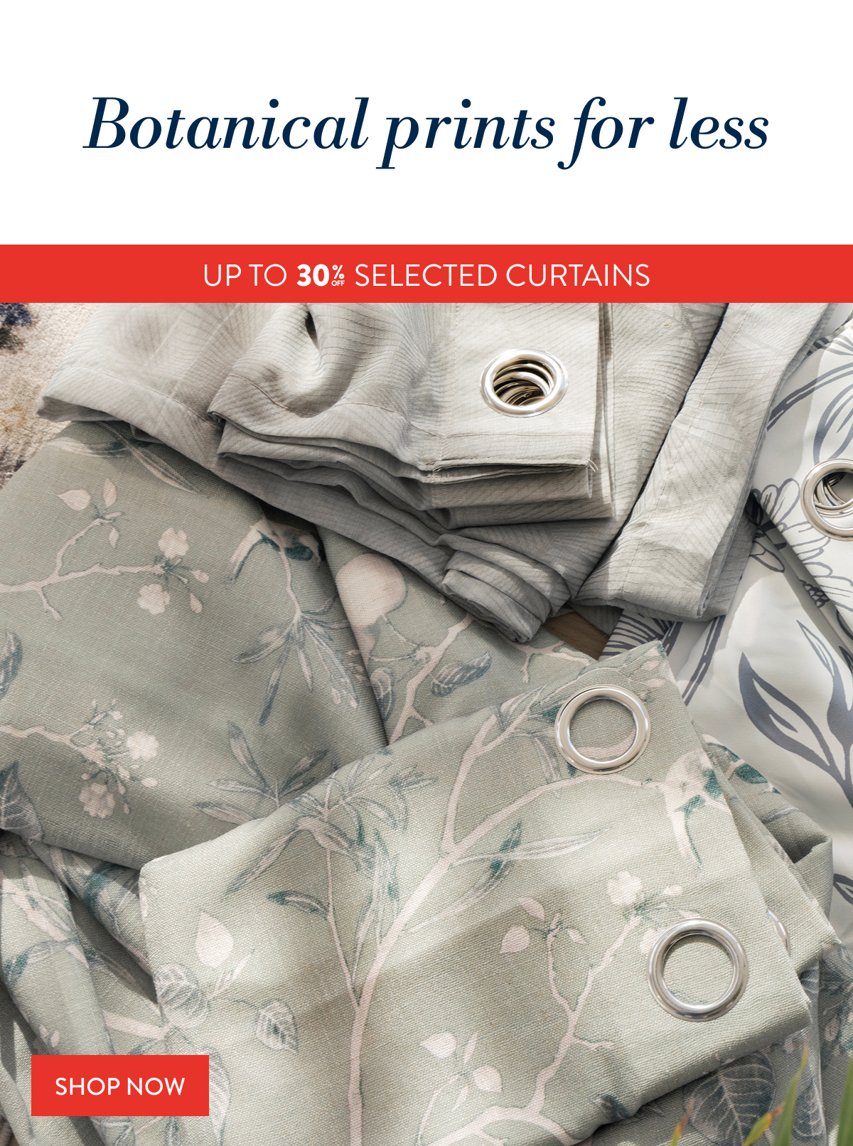 UP TO 30% OFF selected curtains