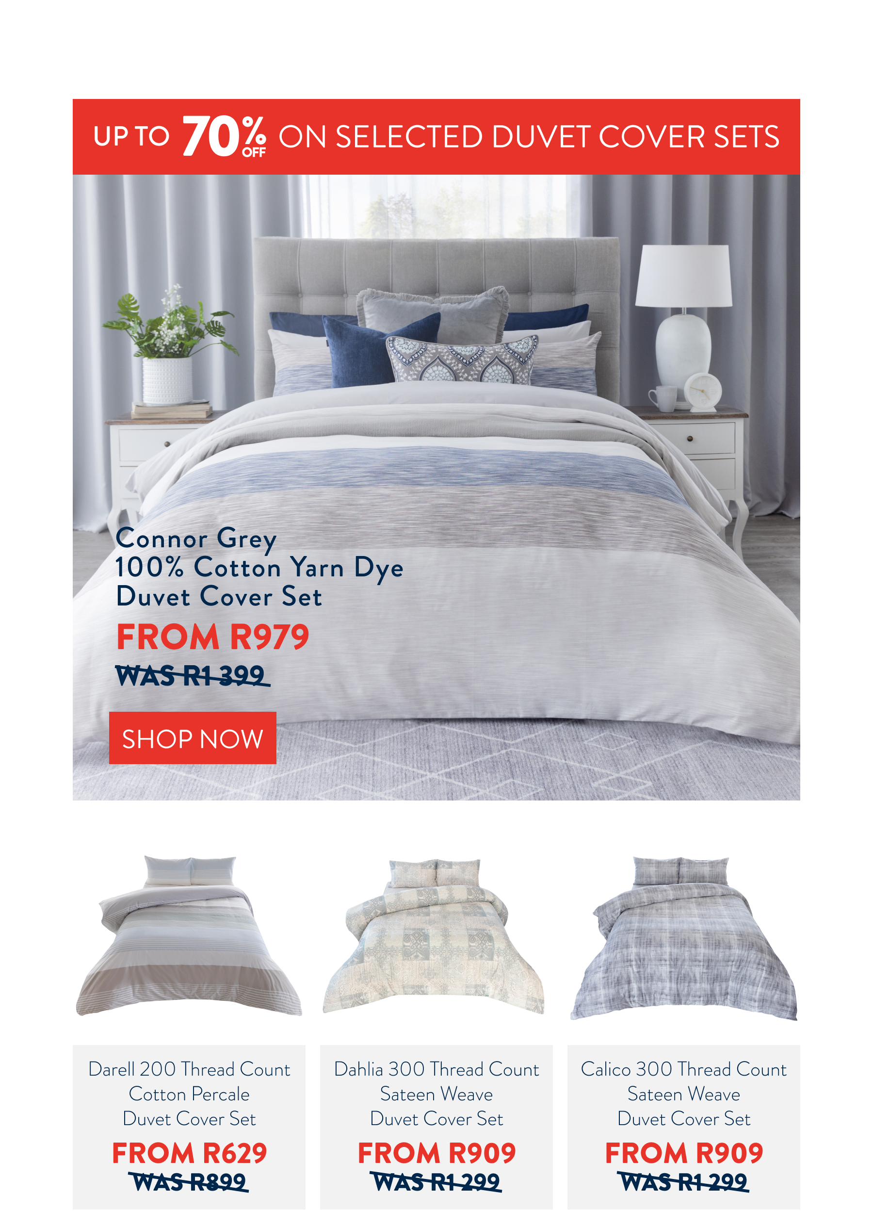 Up to 70% OFF selected Duvet Cover Sets FROM: