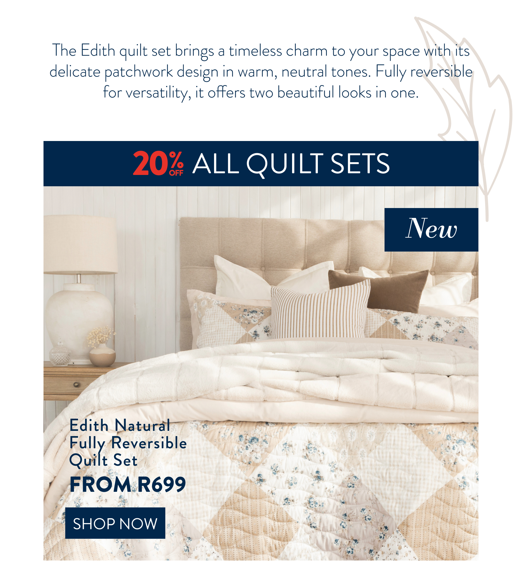 20% OFF ALL Quilts FROM: 