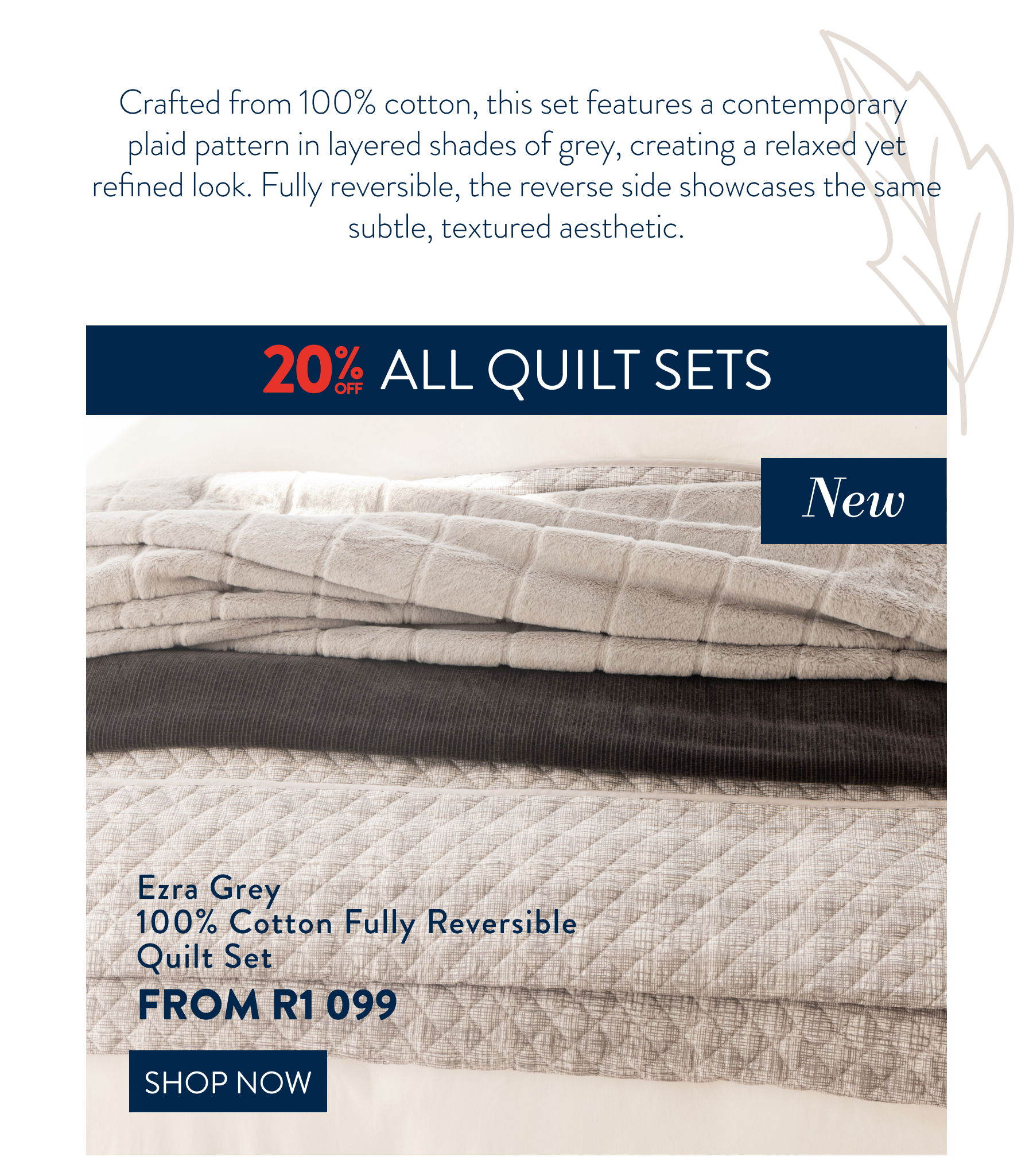 EZRA GREY QUILT SET FROM: 