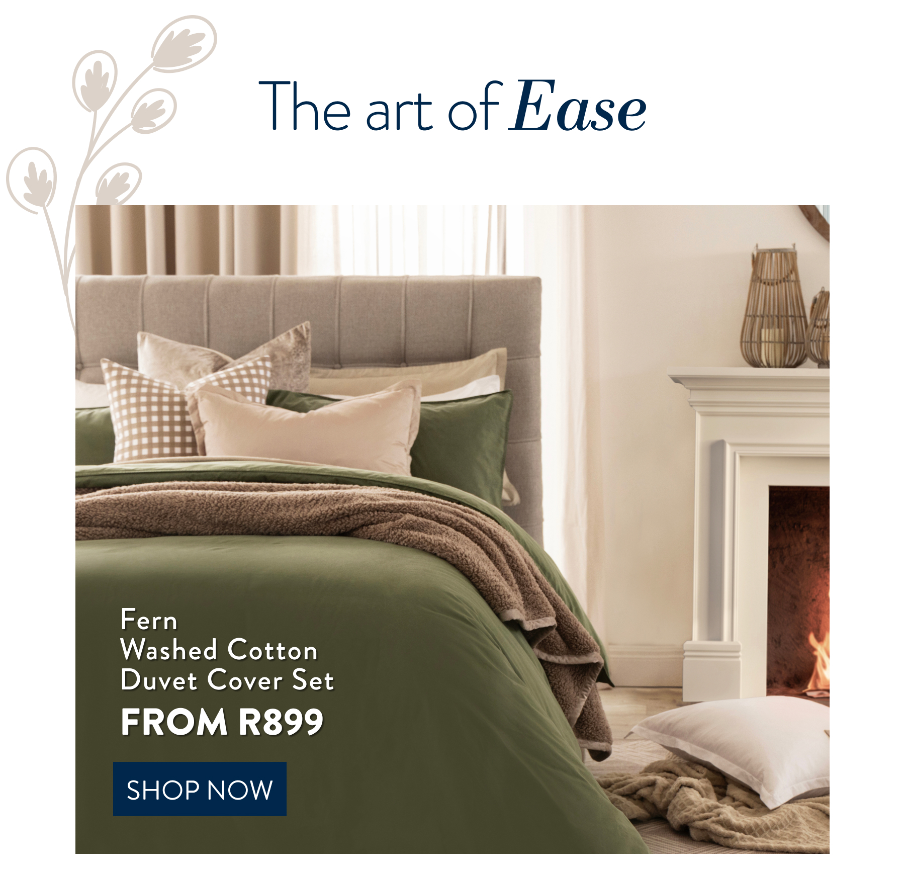 Washed Cotton Fern Duvet Cover Set FROM: 