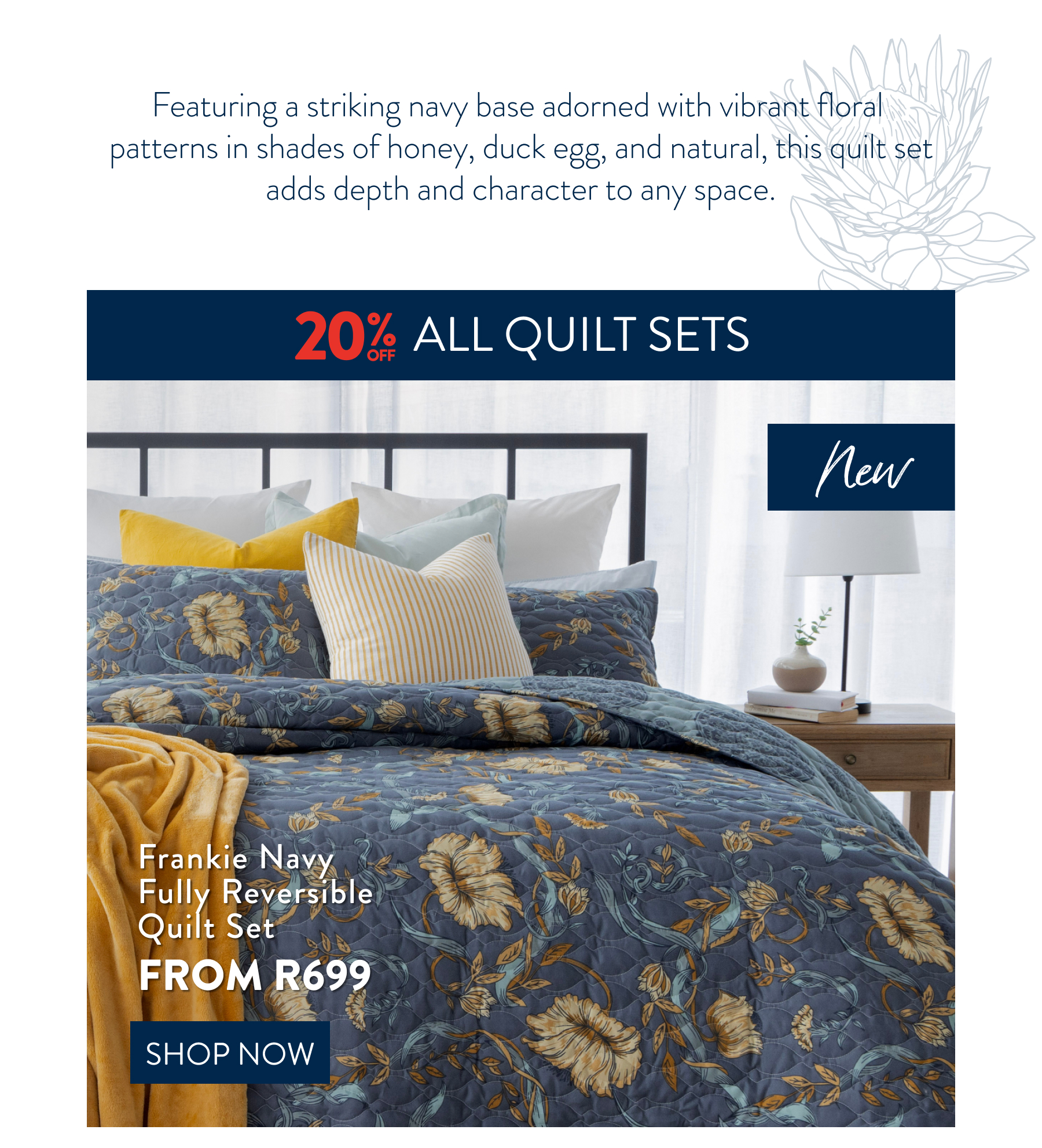 FRANKIE NAVY QUILT SET From: 