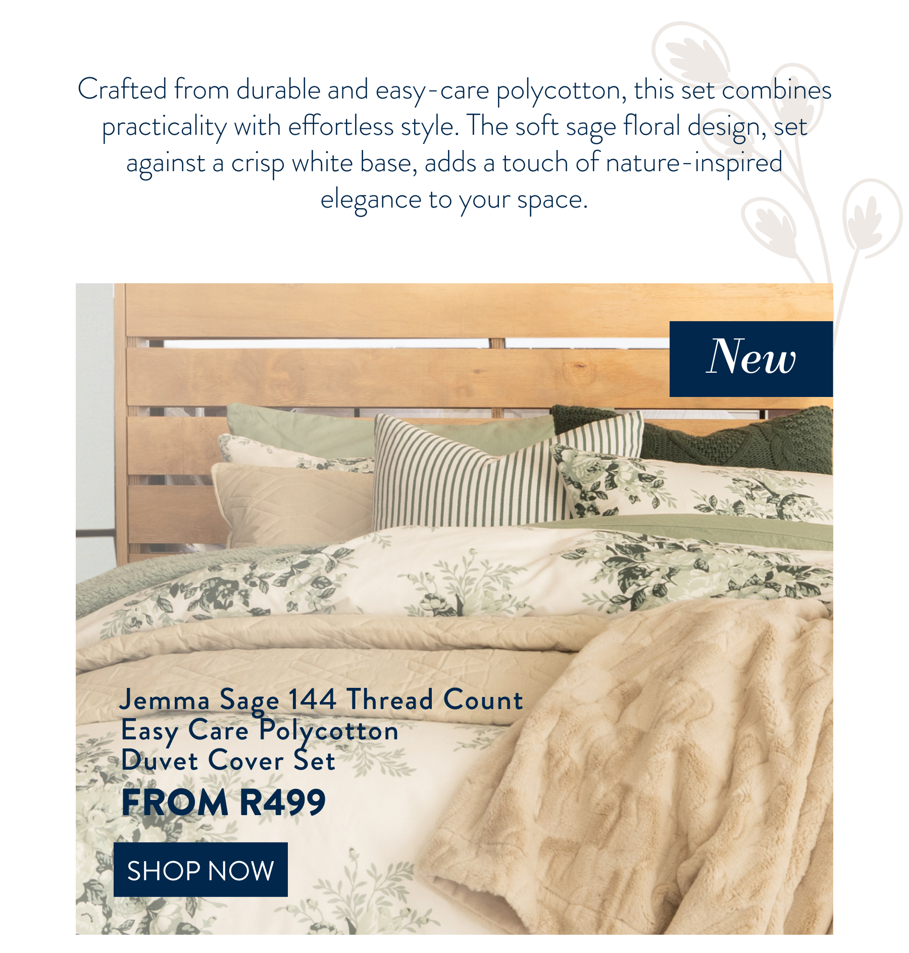 JEMMA SAGE DUVET COVER SET FROM: 