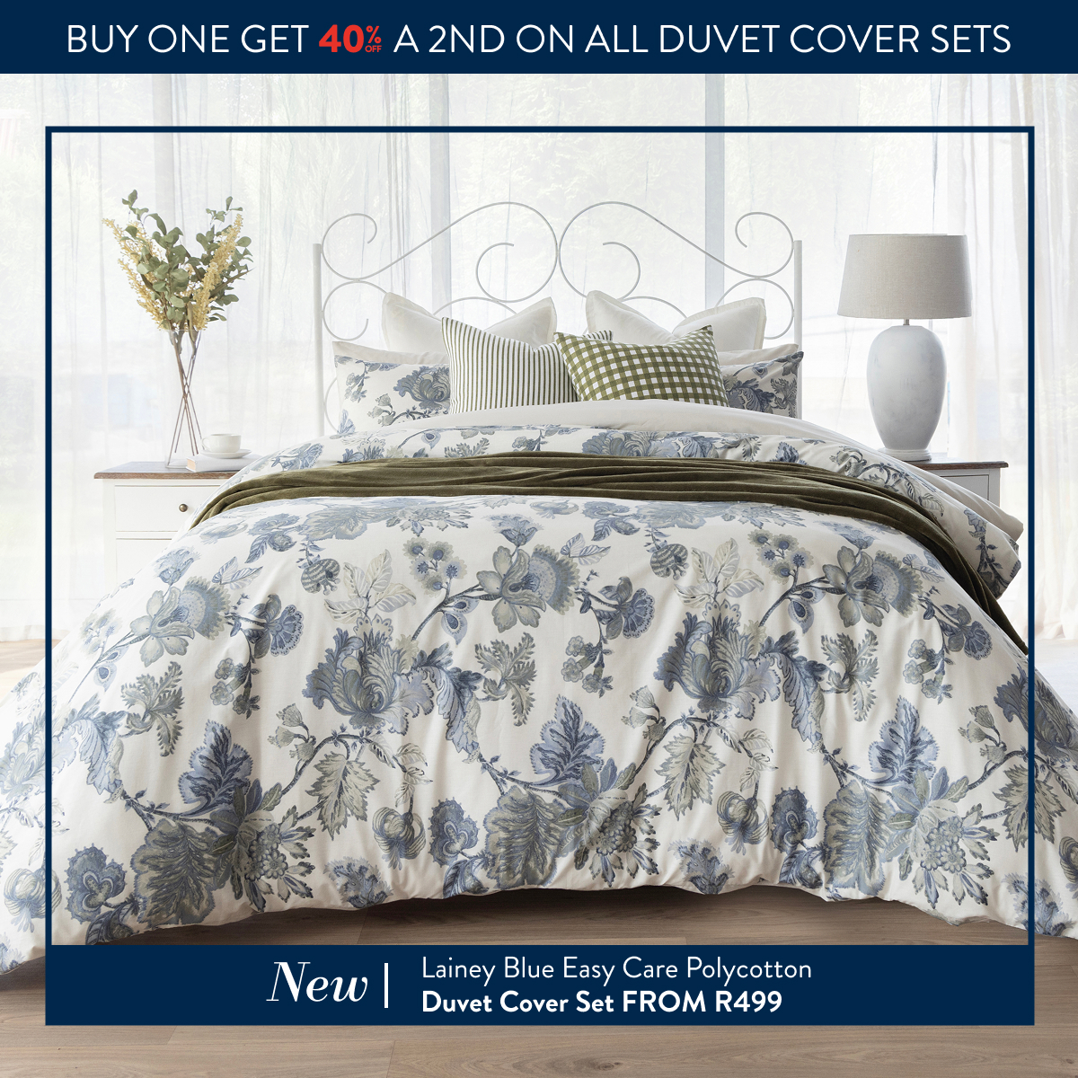 LAINEY BLUE DUVET COVER SET FROM: 