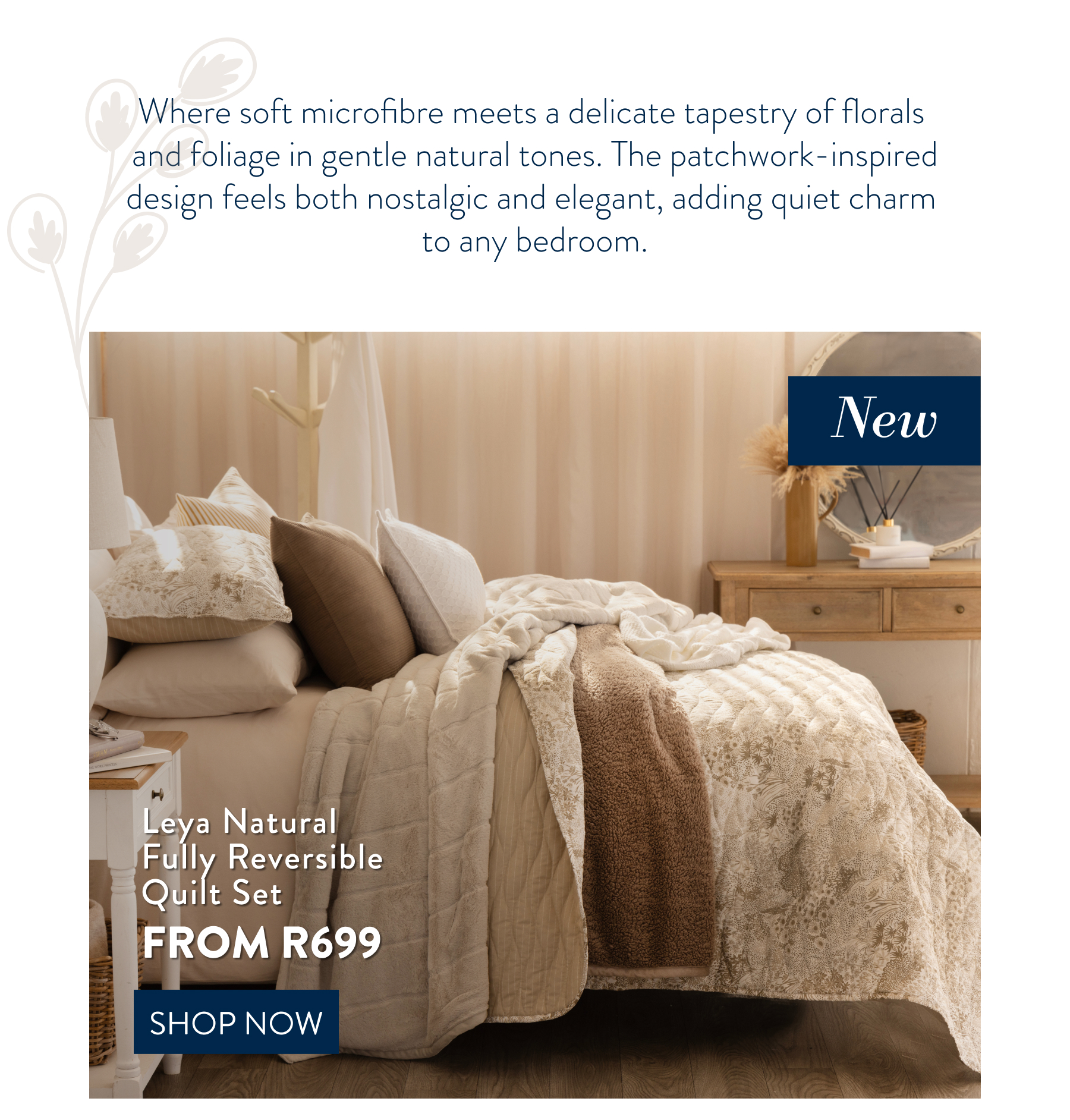 LEYA NATURAL QUILT SET FROM: 