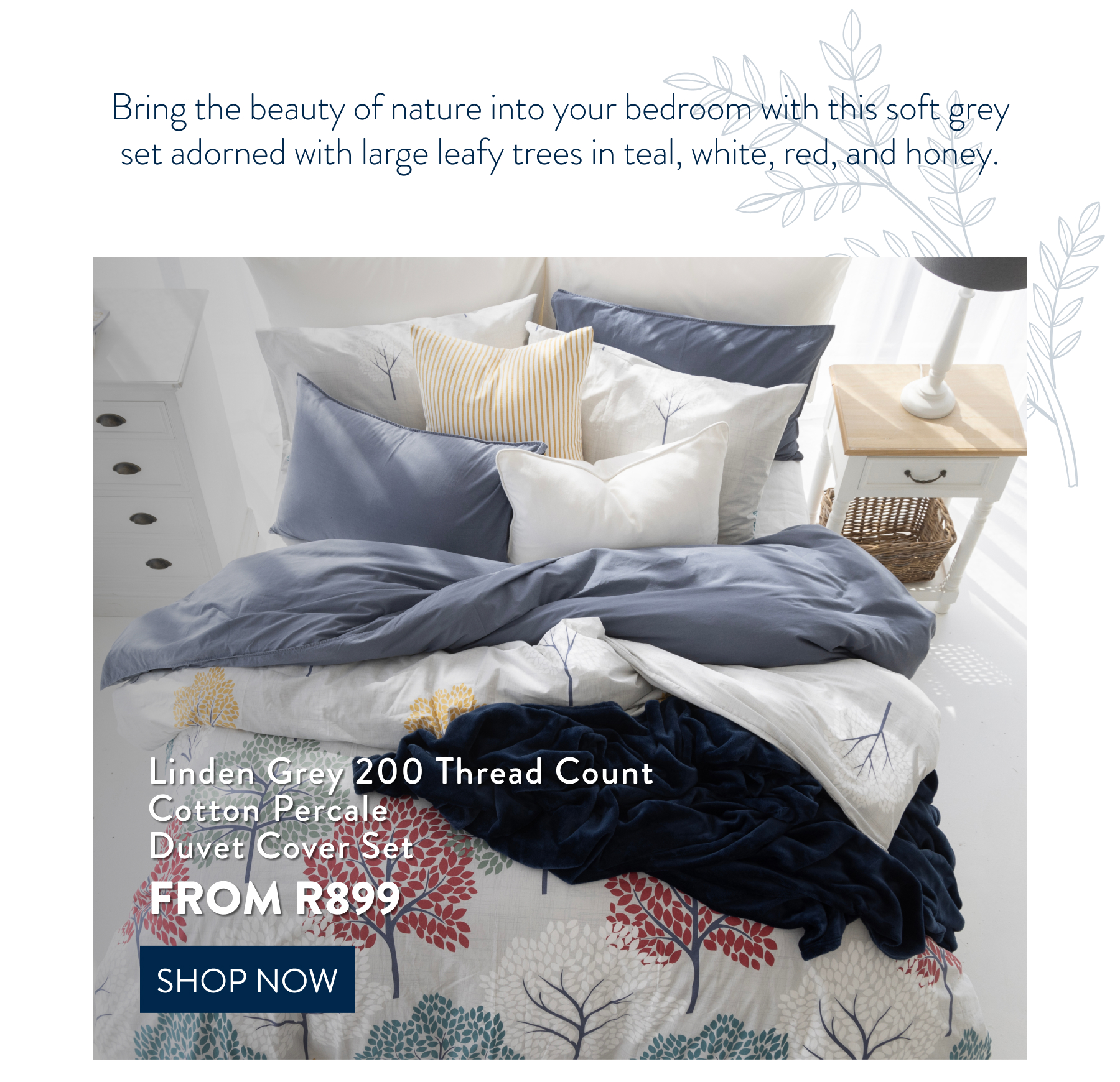 LINDEN GREY DUVET COVER SET FROM: 