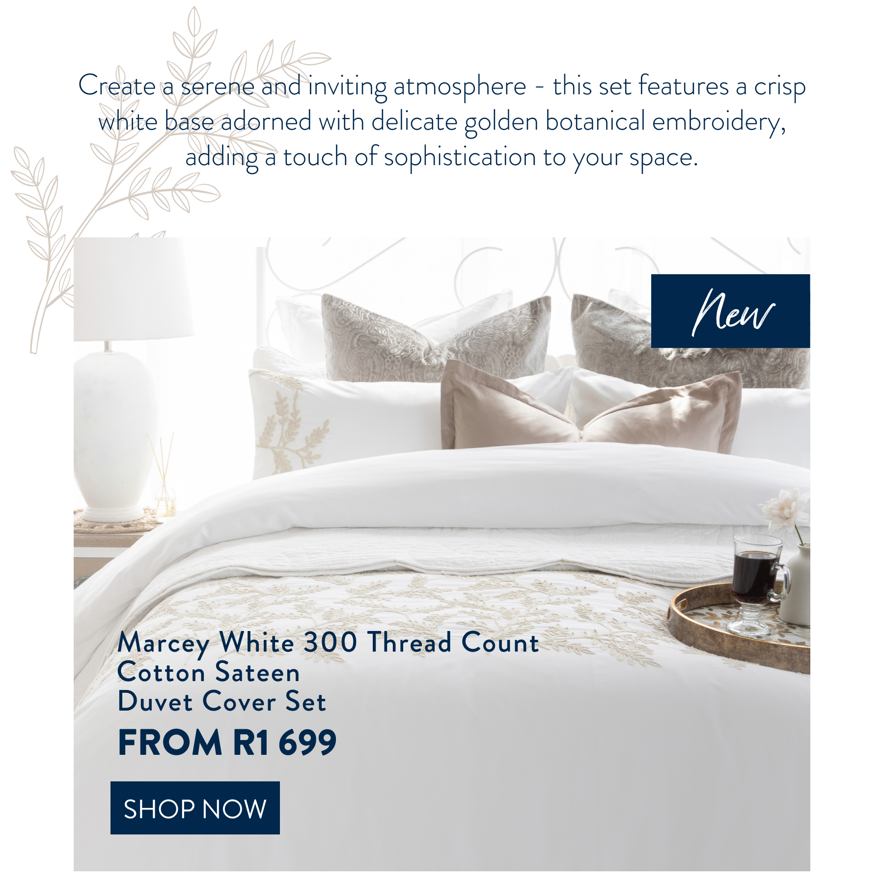 MARCEY WHITE DUVET COVER SET FROM: