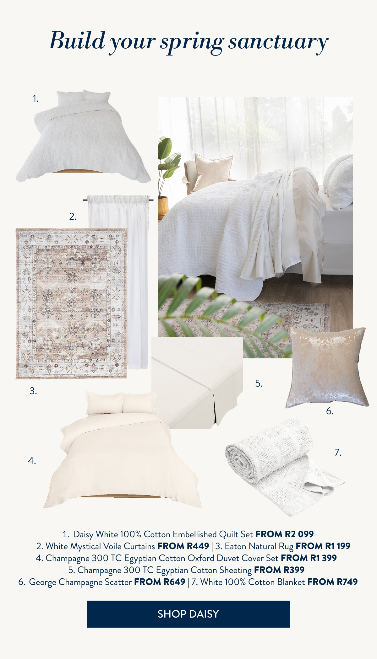 DAISY WHITE QUILT SET FROM: 