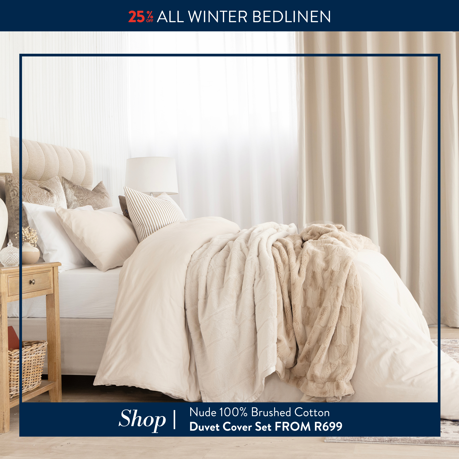 25% OFF Nude Brushed Cotton Duvet Cover Set FROM: 