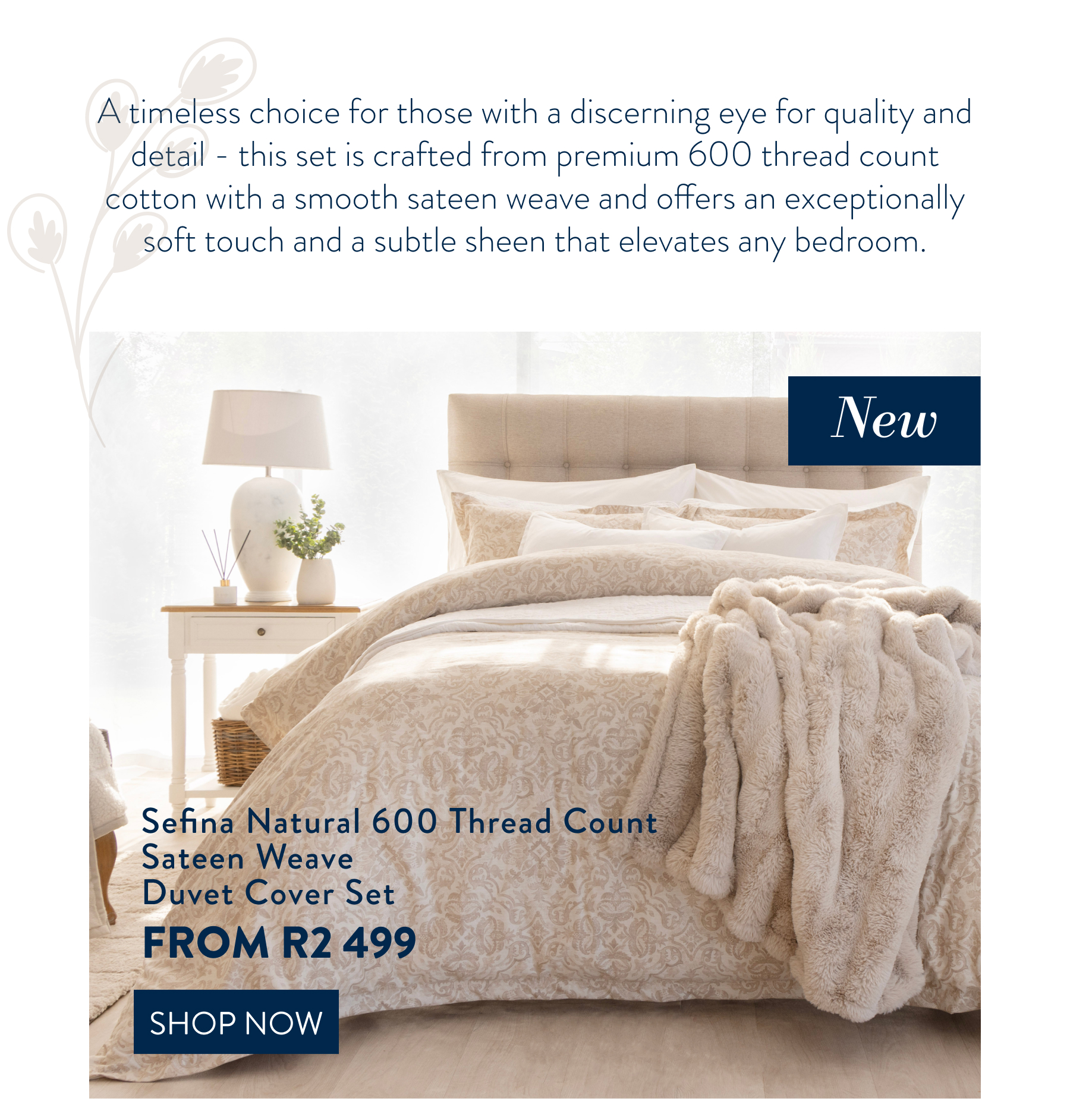 SEFINA NATURAL DUVET COVER SET FROM: 