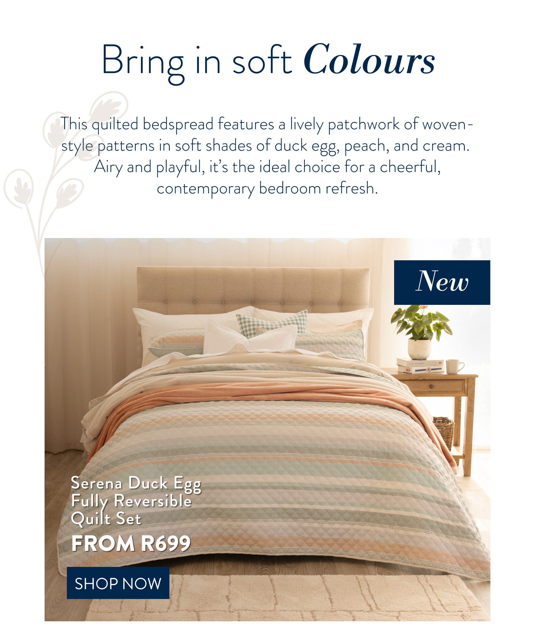 SERENA DUCK EGG QUILT SET FROM: 