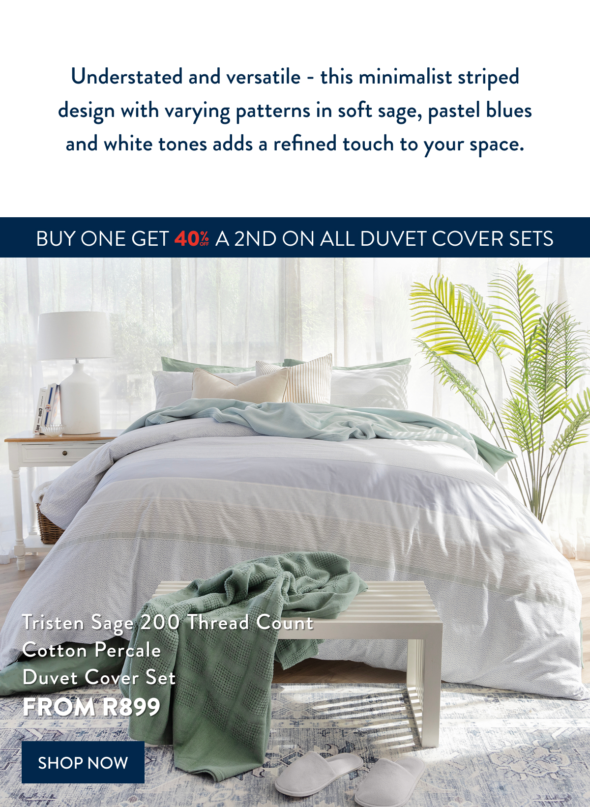 TRISTEN SAGE DUVET COVER SET FROM: 