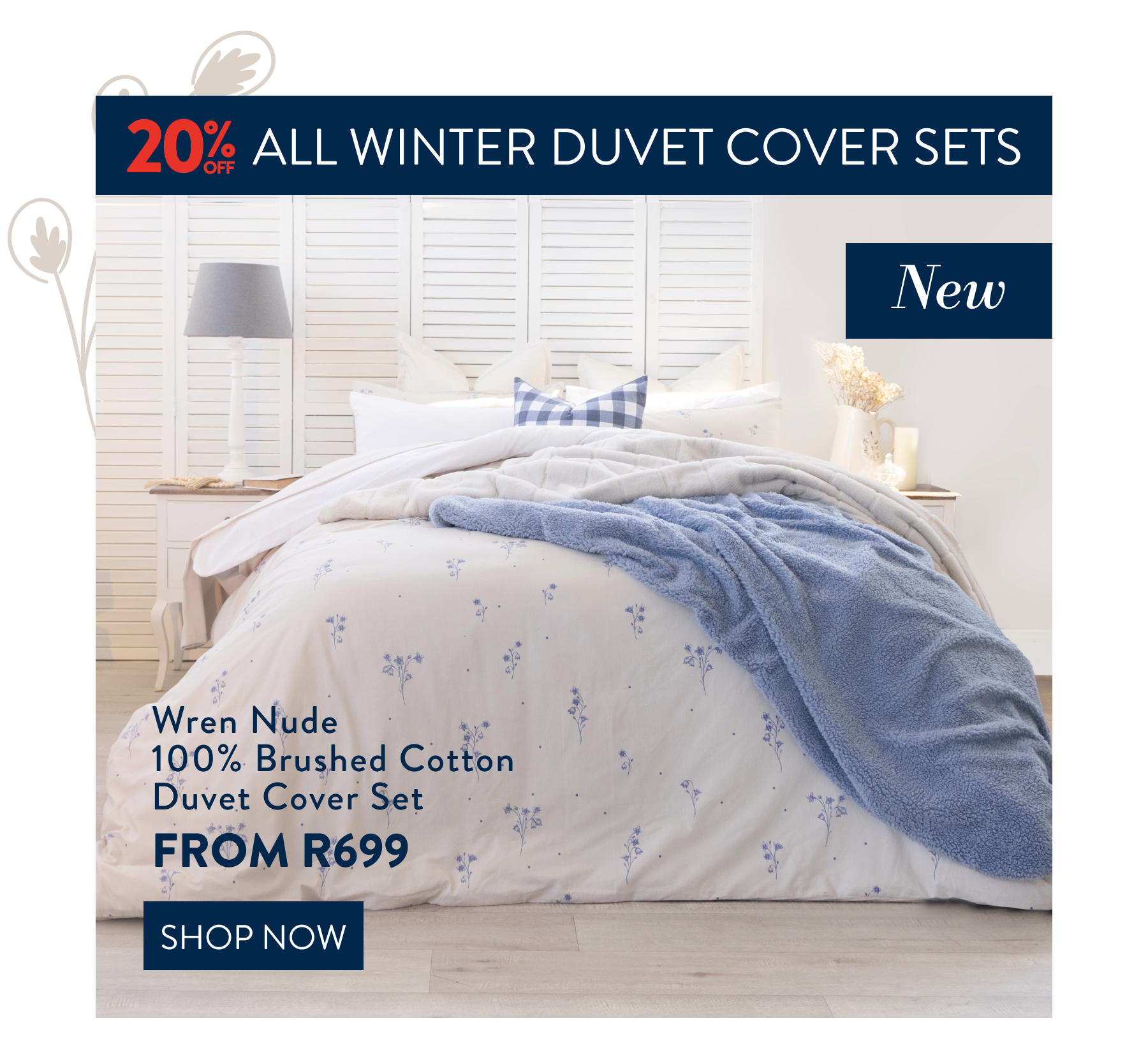 WREN NUDE DUVET COVER SET FROM: 