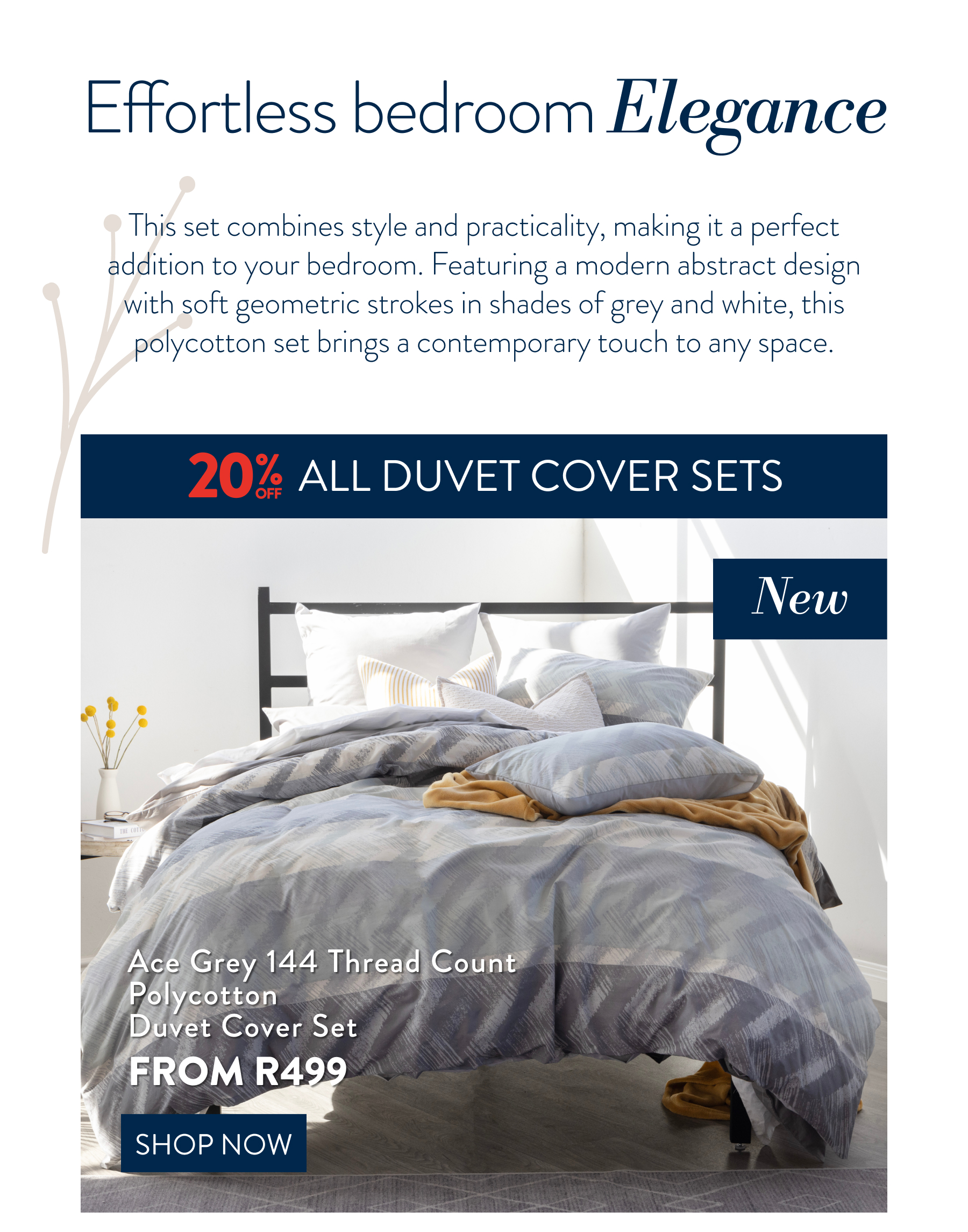 ACE GREY DUVET COVER SET FROM: 