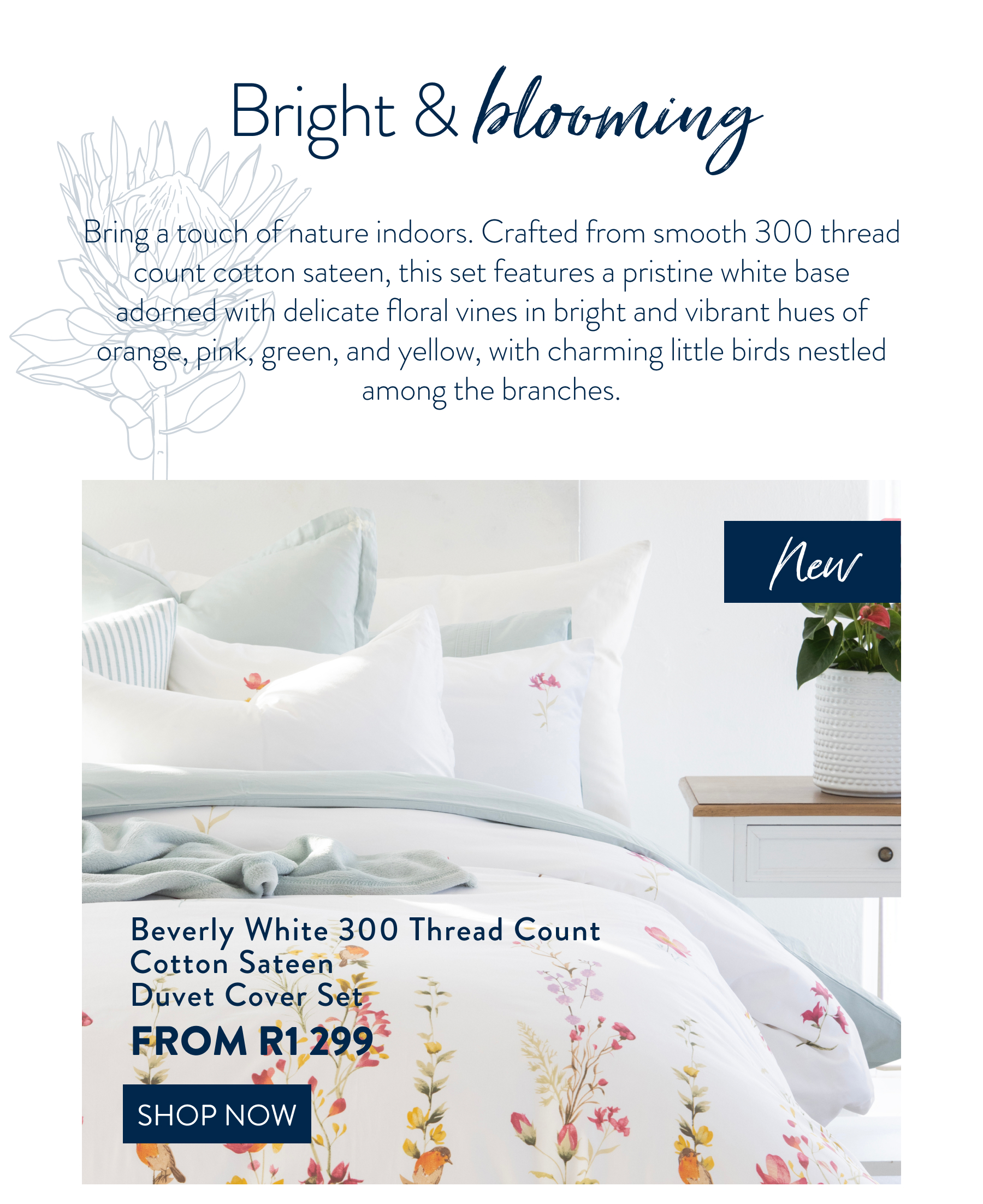 BEVERLY WHITE DUVET COVER SET FROM: 