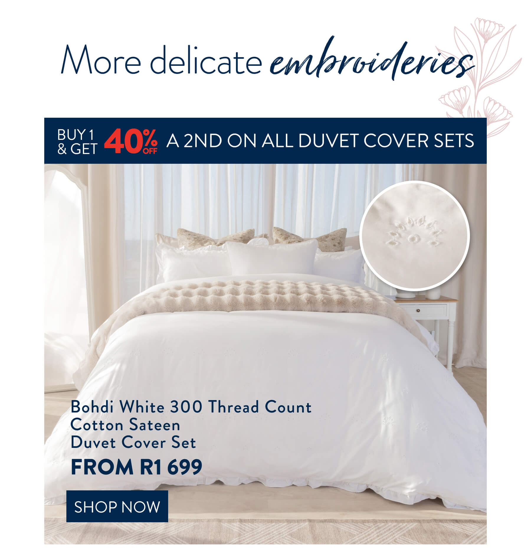 BOHDI WHITE DBuy 1, Get 40% OFF 2nd All Duvet Cover SetsUVET COVER SET From: