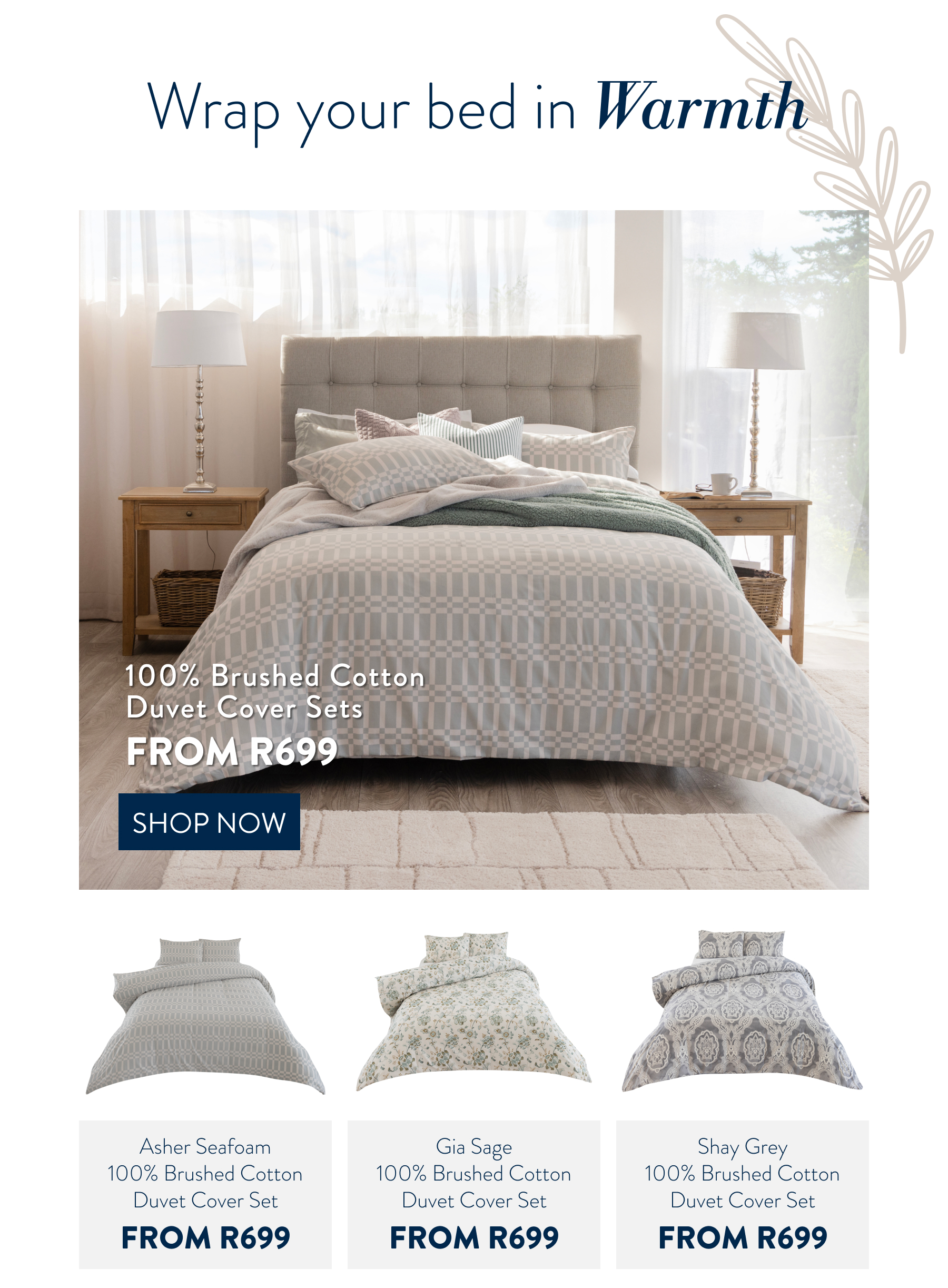 100% Brushed Cotton Duvet Covers FROM: 