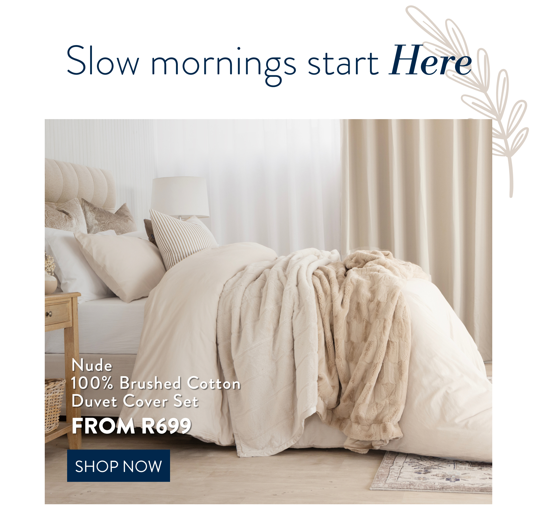 Nude Brushed Cotton Duvet Cover Set FROM: