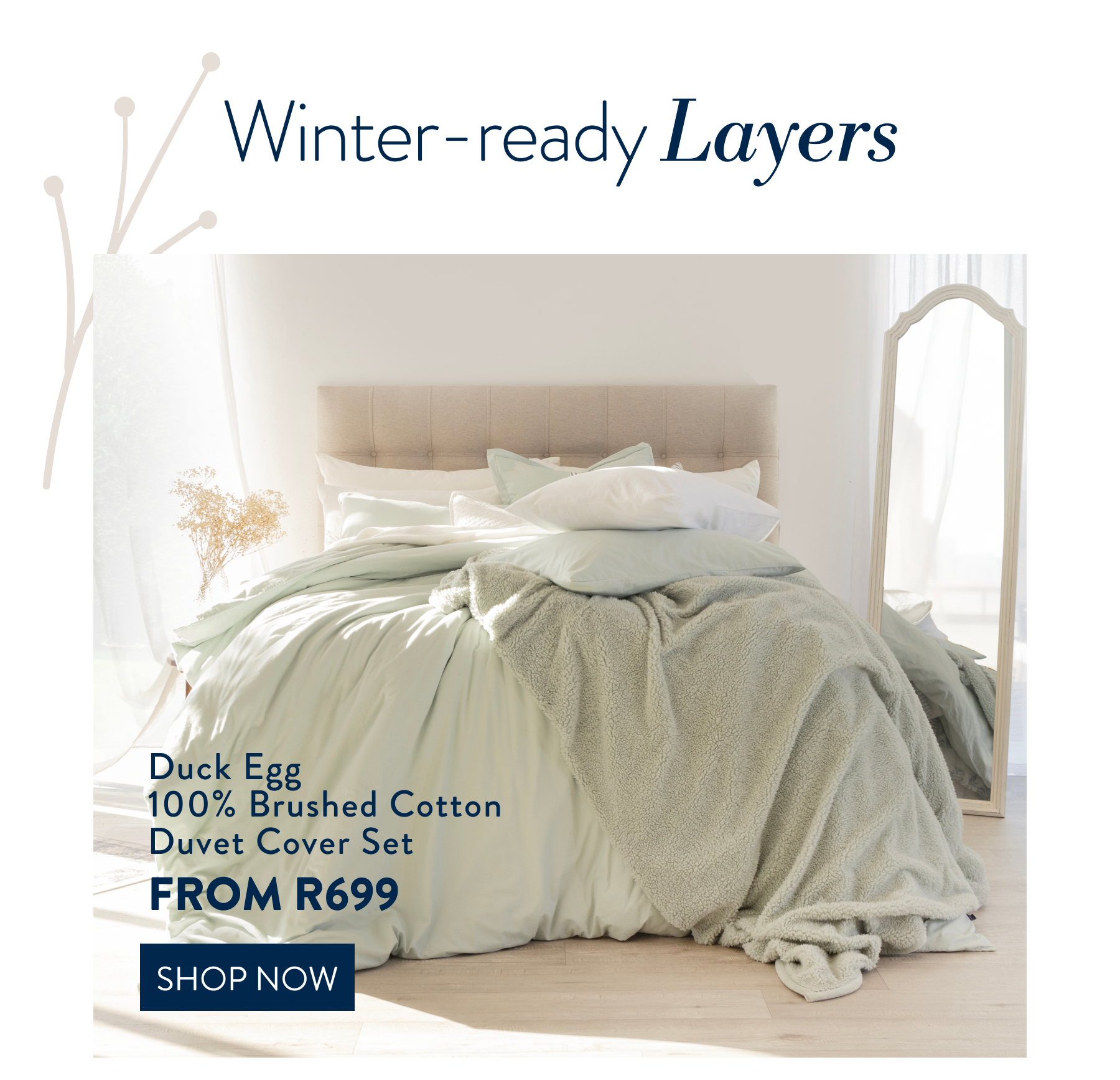 Duck Egg Brushed Cotton Duvet Cover Set FROM: 