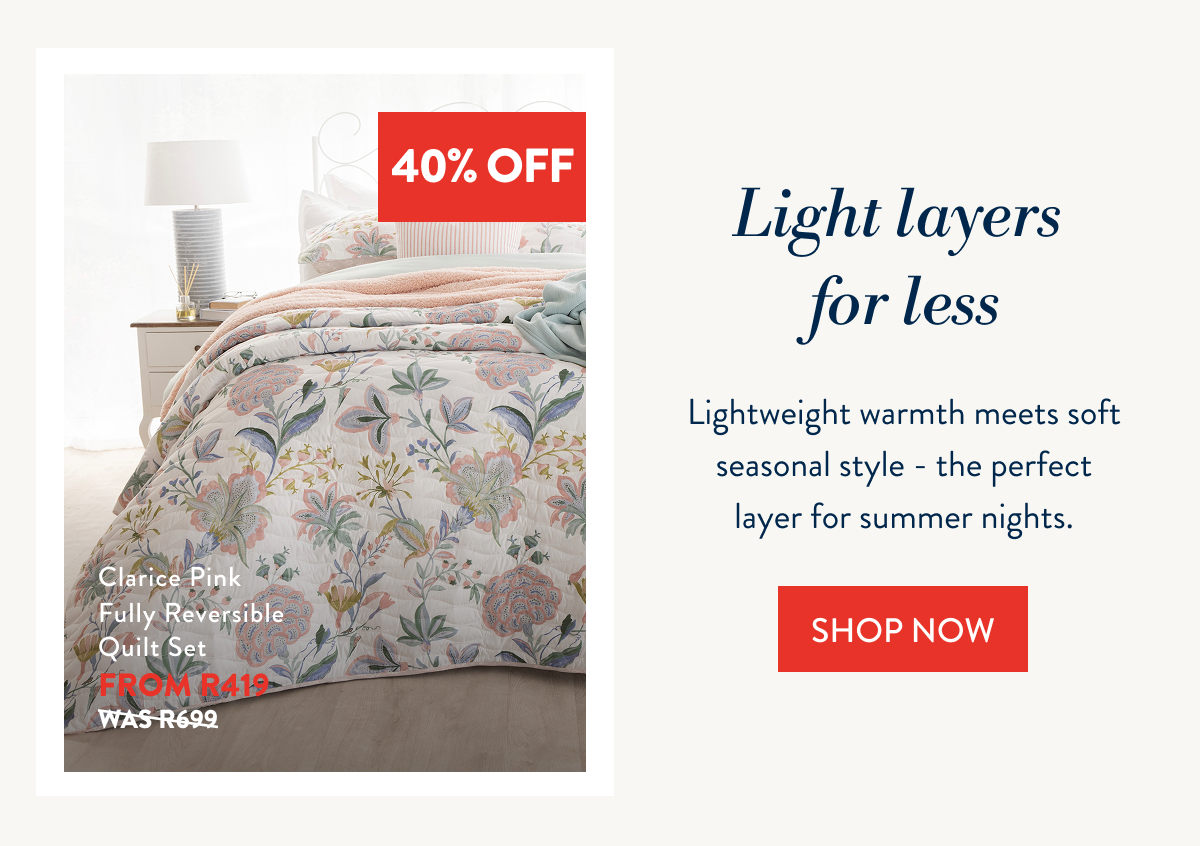 40% OFF Clarice Pink Quilt Set