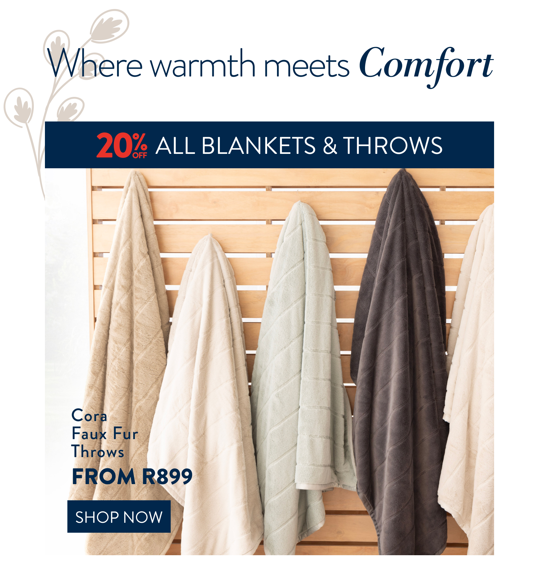 20% OFF ALL CORA Faux Fur FROM: