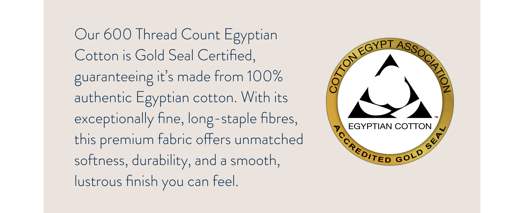Gold Seal Certified Egpytian Cotton info Graphic: 