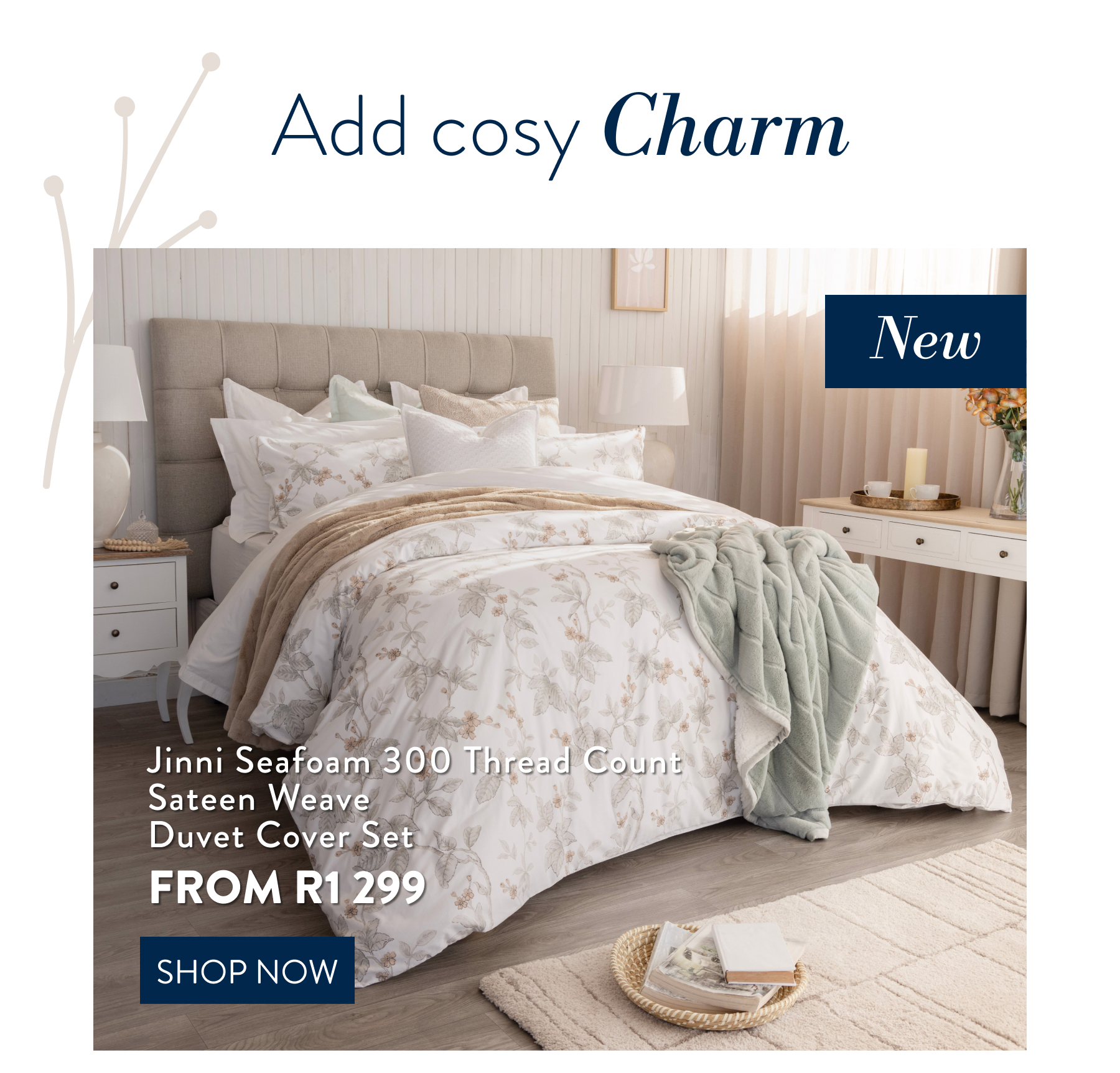 JINNI SEAFOAM DUVET COVER SET FROM: 