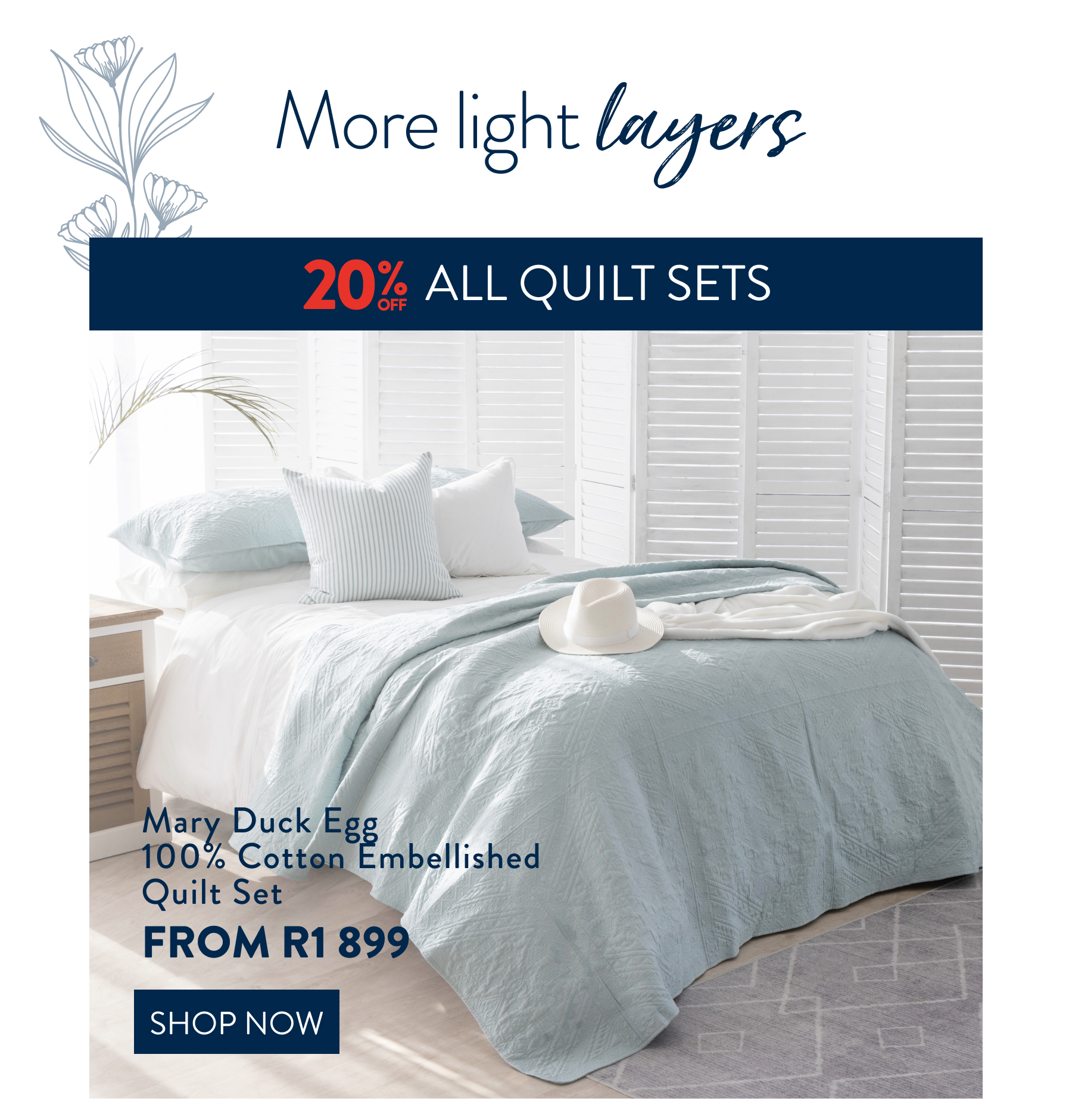 MARY DUCK EGG QUILT SET From: 