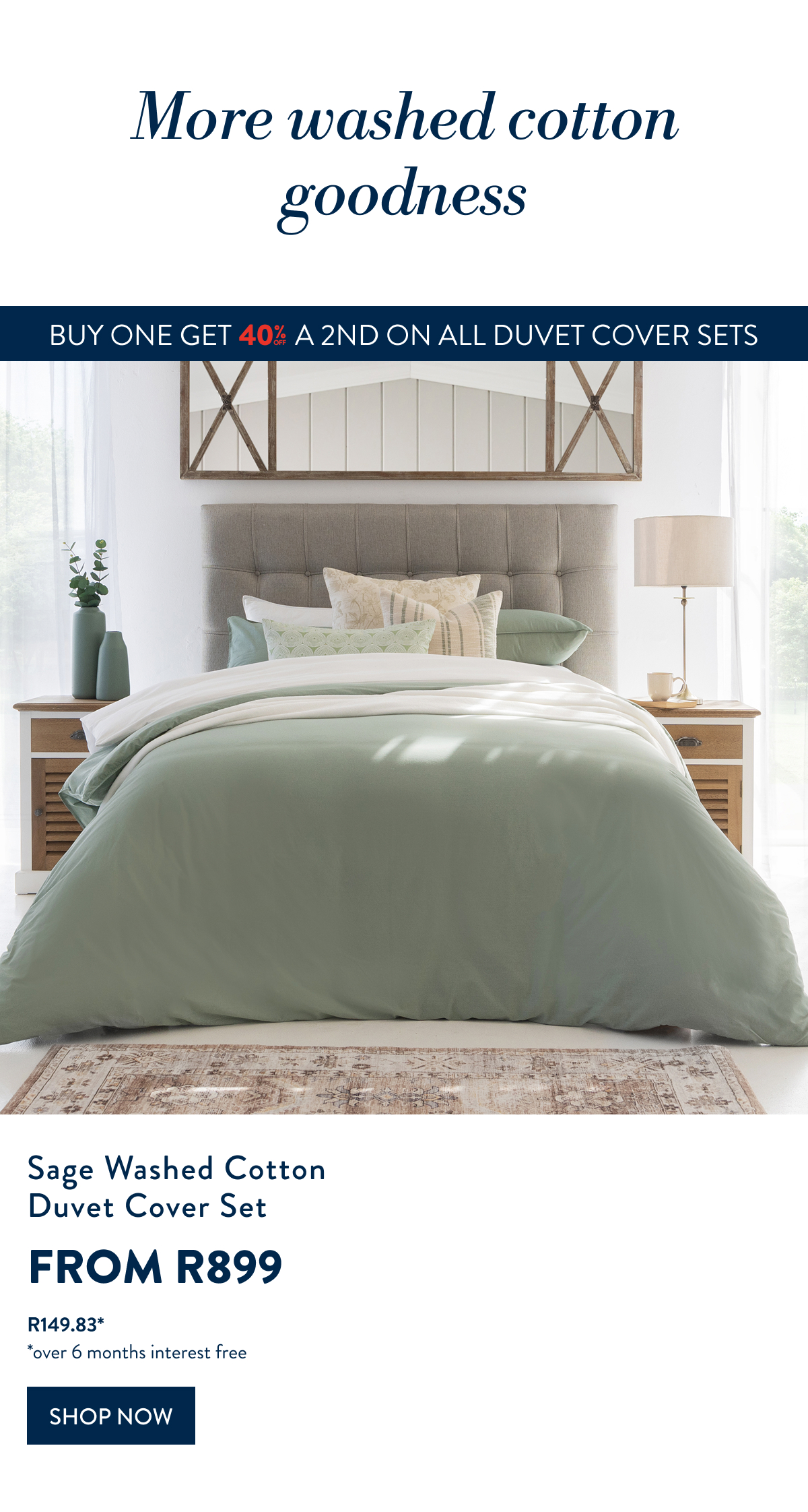 BUY 1 & GET 40% OFF 2ND ON ALL DUVET COVER SETS - WASHED COTTON