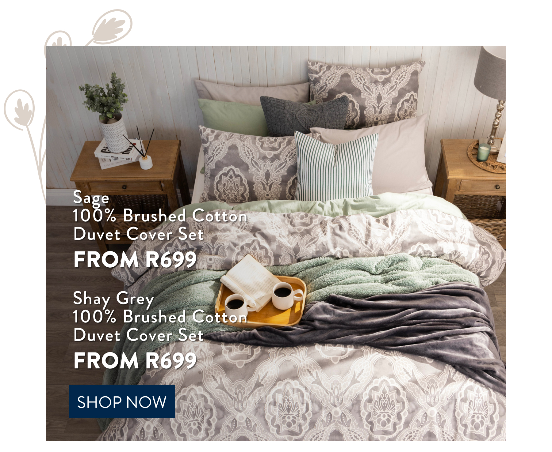 SHAY GREY DUVET COVER SET FROM: