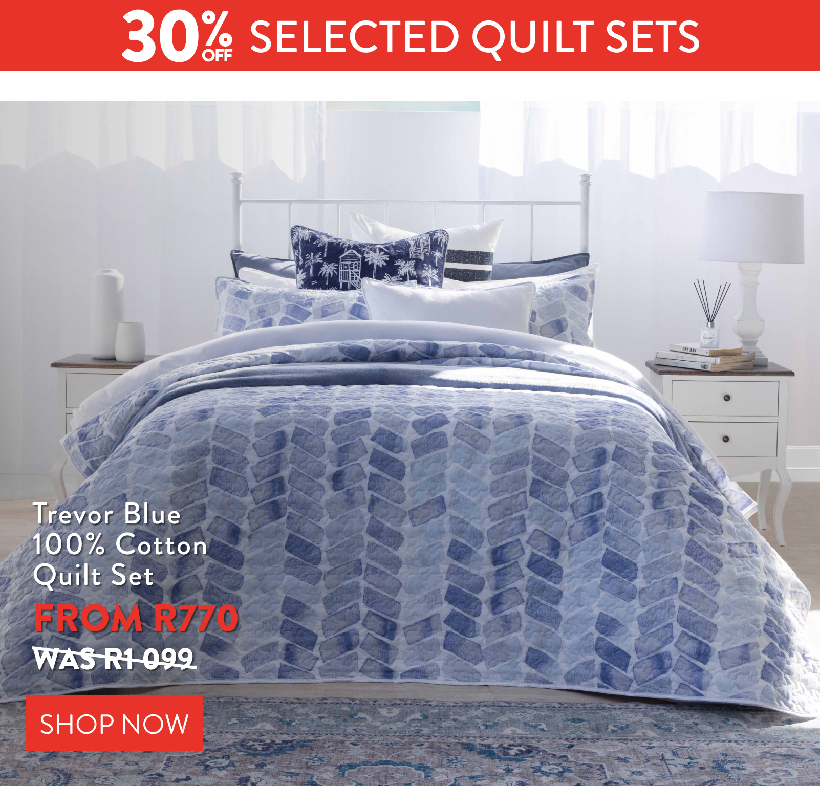 TREVOR BLUE QUILT SET FROM: 