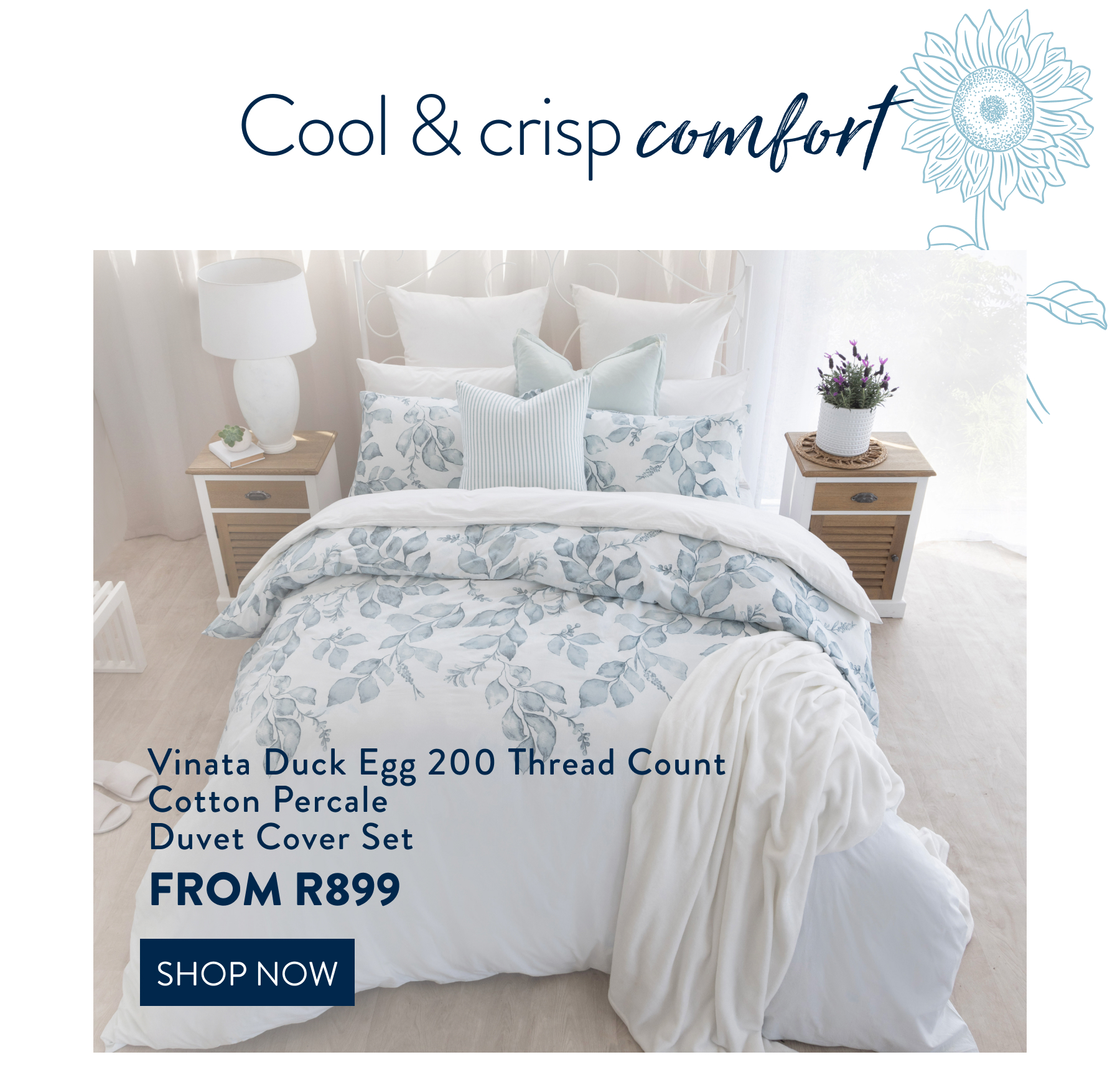 VINATA DUCK EGG DUVET COVER SET FROM: