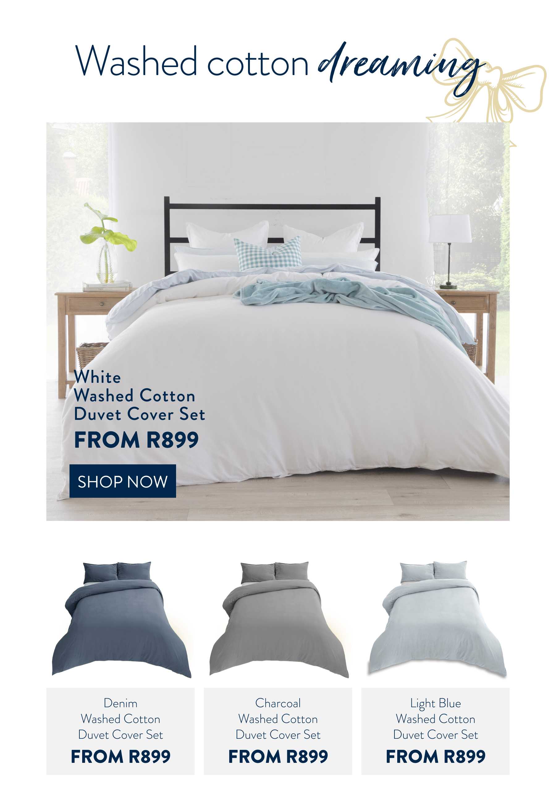 Washed Cotton Duvet Cover Sets FROM: 