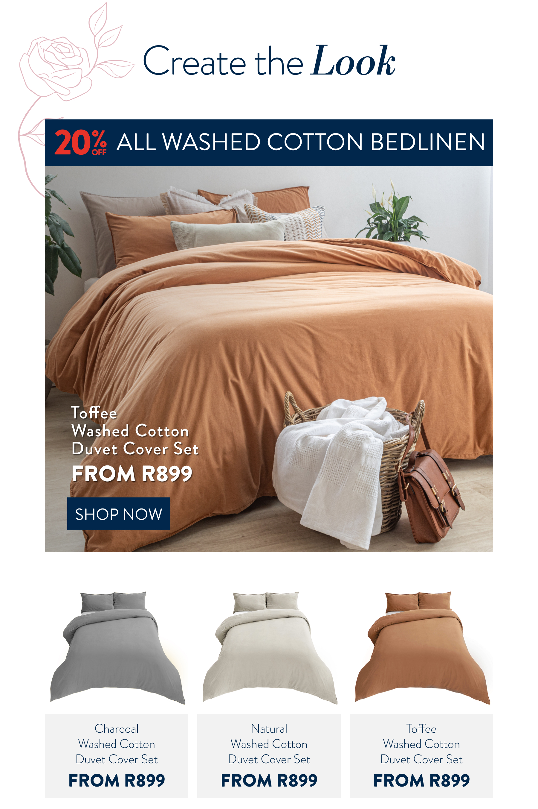 Buy 1 & Get 50% OFF a 2nd ALL Washed Cotton Bedlinen FROM: 