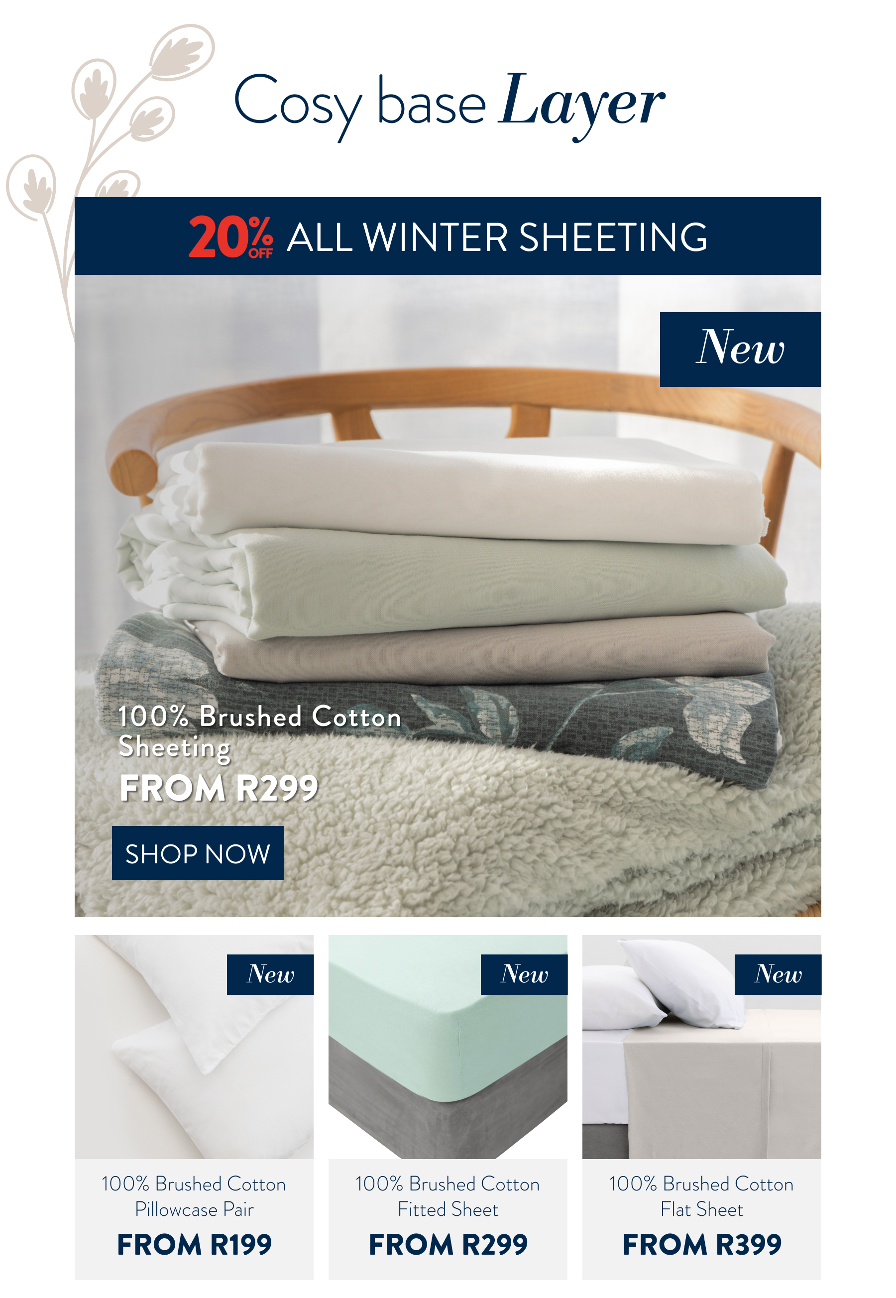 20% OFFALL WINTER SHEETINGv FROM: 