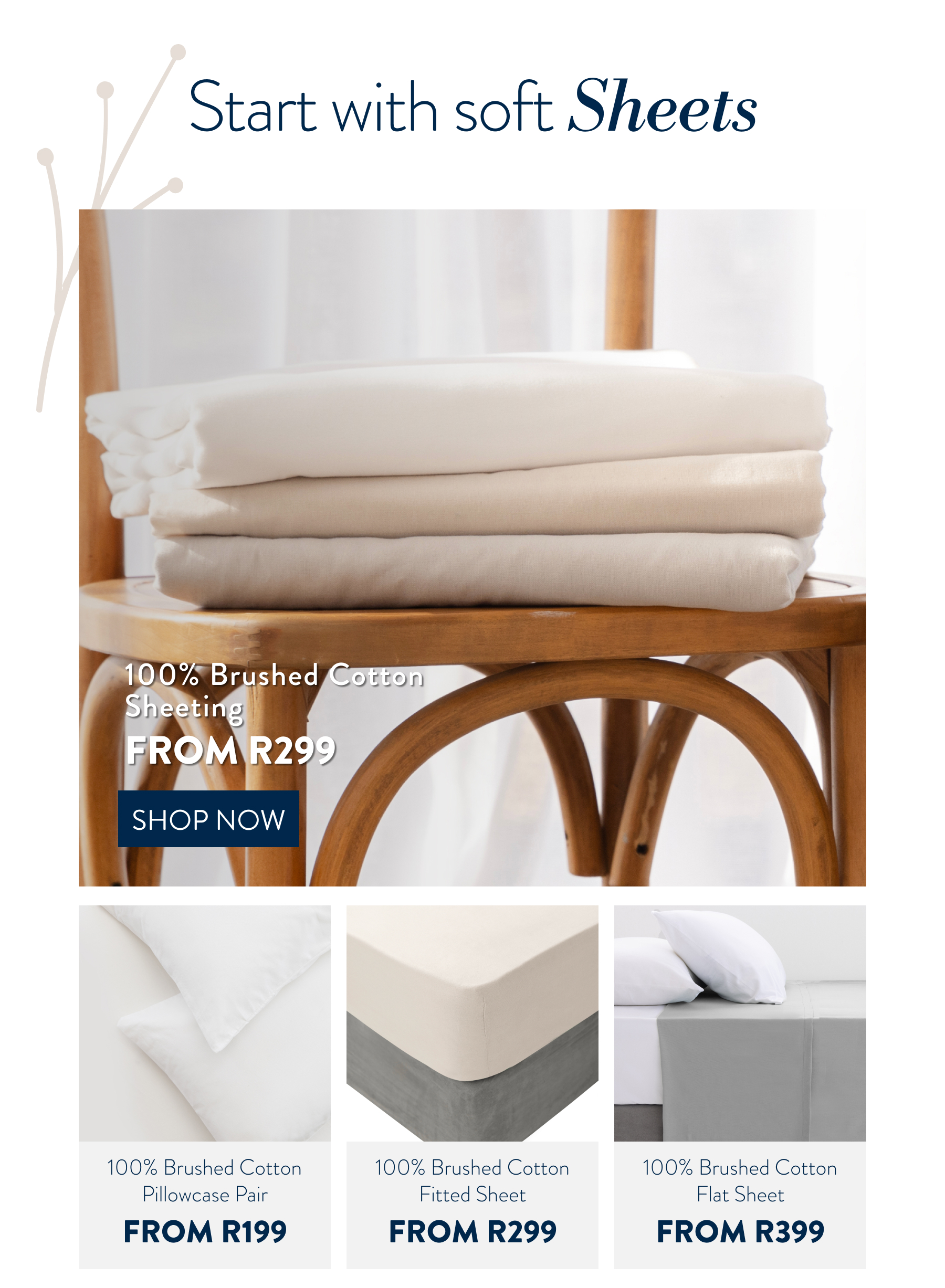 Brushed Cotton Sheeting FROM:  