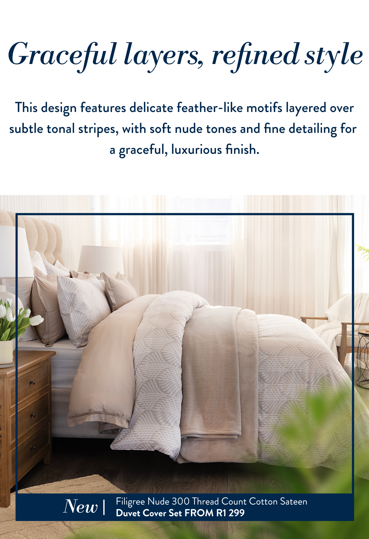 FILIGREE NUDE DUVET COVER SET FROM: 