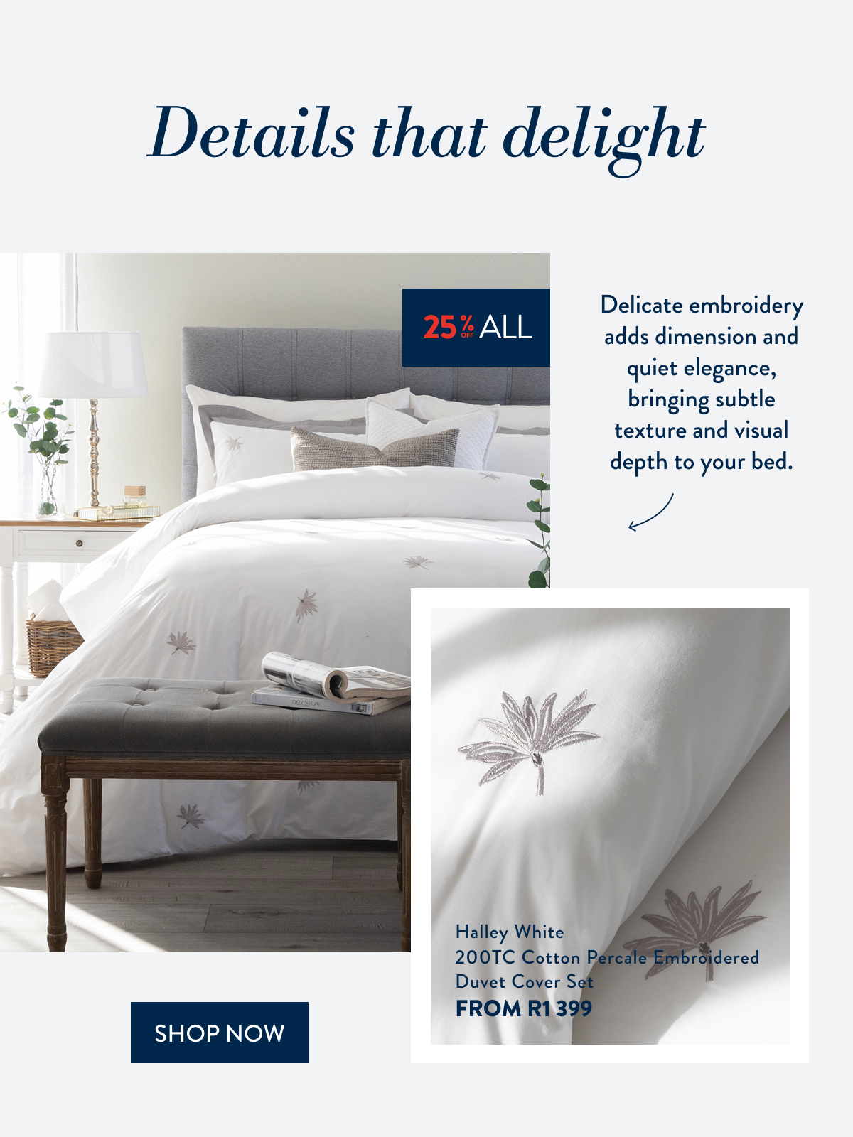 25% OFF ALL DUVET COVER SETS - Halley White DCS