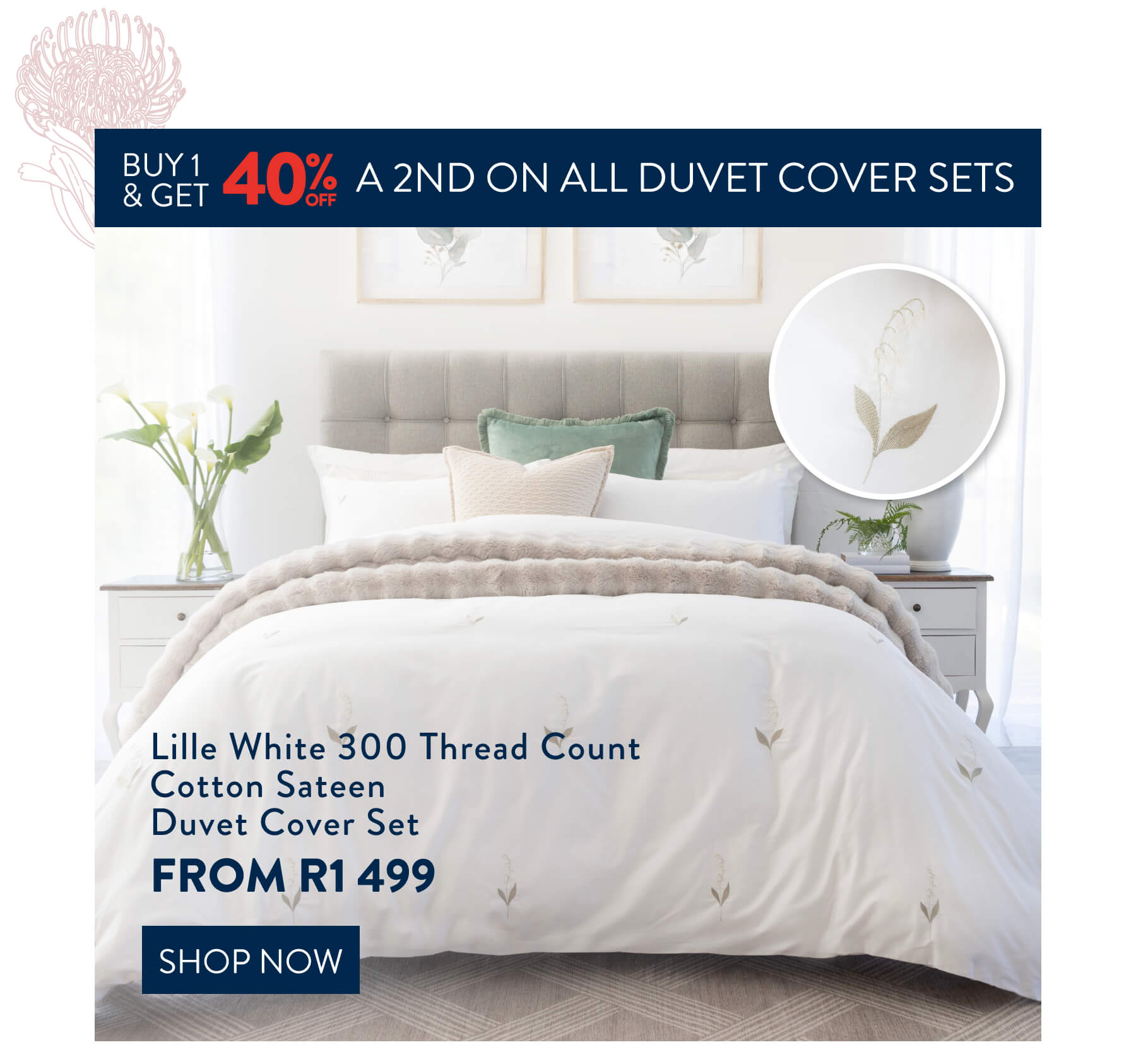 Buy 1, Get 40% OFF 2nd All Duvet Cover Sets